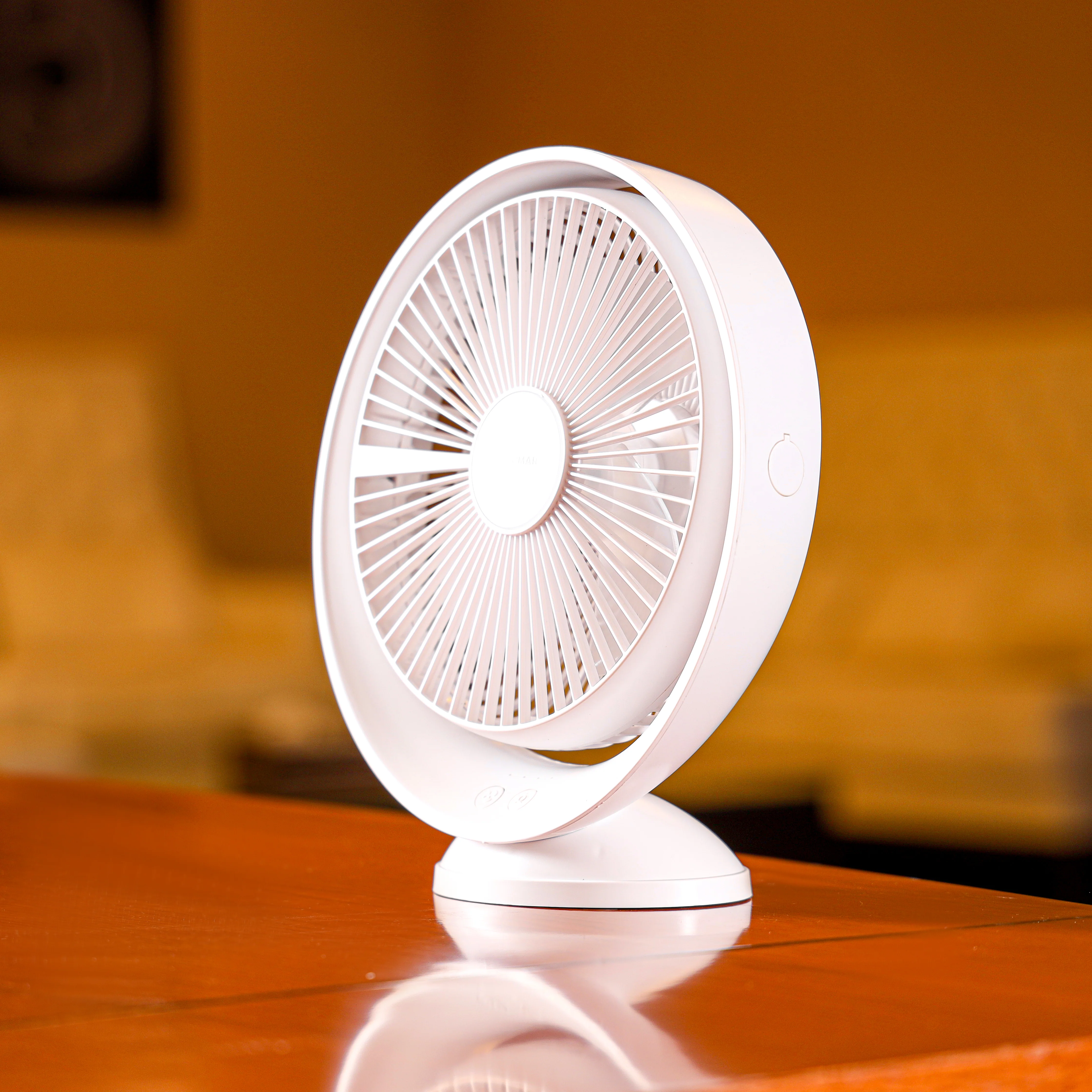 Olsenmark OMF1850 8 Inch Rechargeable Table Fan| 3 speed control, USB-C charging & LED night light| battery indicator & up to 9 hours runtime with 6W efficient| - Image 5