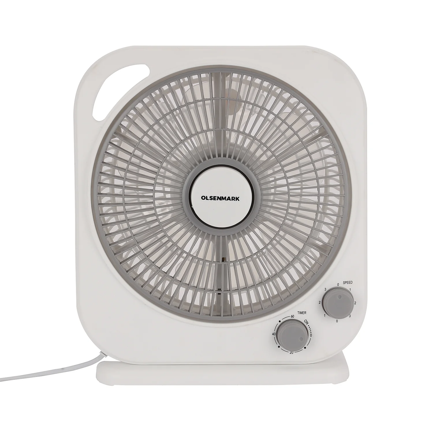 Olsenmark OMF1867 10 Inch Box Fan| 3 Speed Control, 6 PP Leaf Blades & 60 Minute Timer| Copper Motor, High Quality Safety Guard & 50W Powerful Airflow for Home|