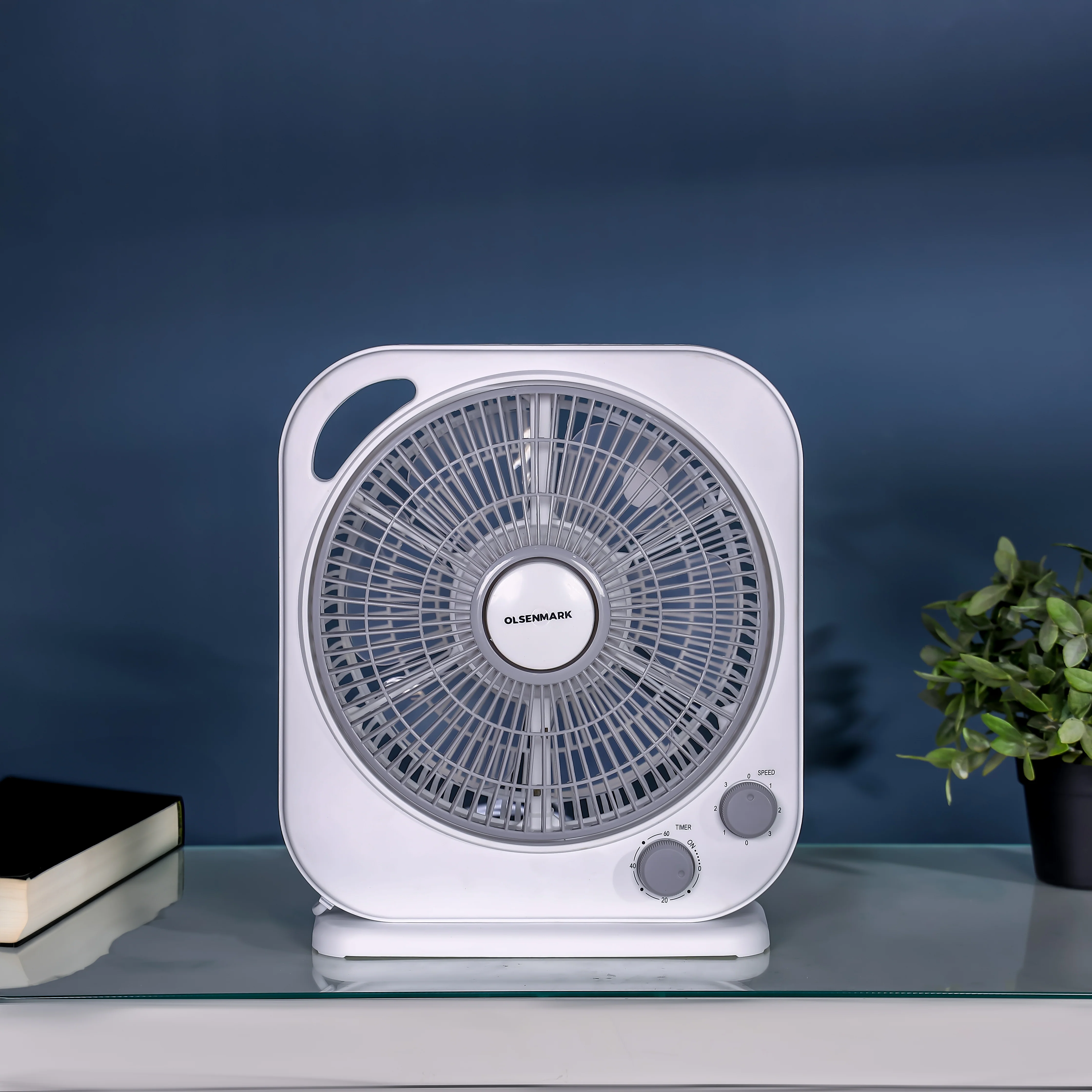 Olsenmark OMF1867 10 Inch Box Fan| 3 Speed Control, 6 PP Leaf Blades & 60 Minute Timer| Copper Motor, High Quality Safety Guard & 50W Powerful Airflow for Home| - Image 2