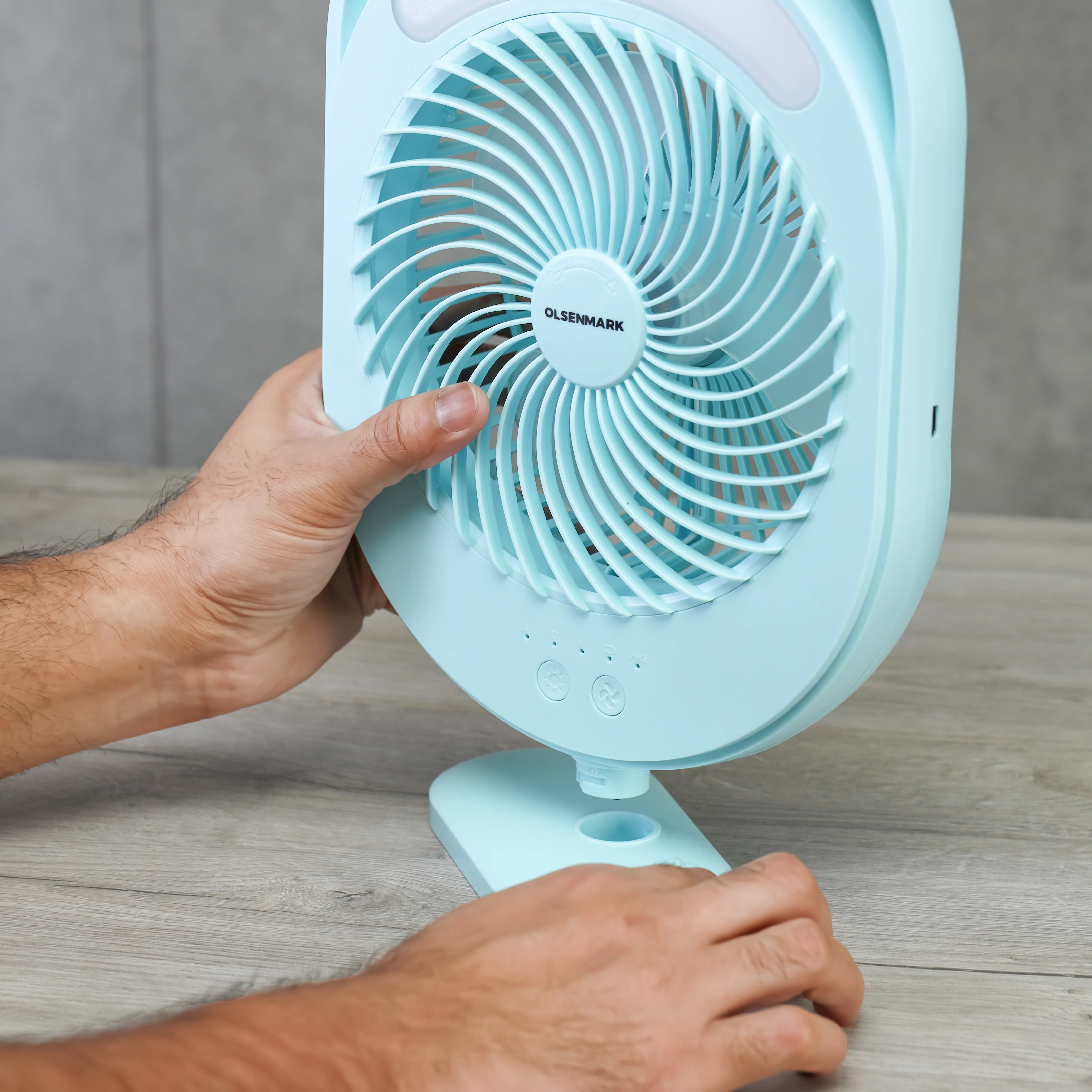 Olsenmark OMF1876 6 Inch Rechargeable Fan| LED Light, Portable Desk Fan with 3 Speed Control| Up to 6 Hours Runtime, USB Charging, Compact Cooling Fan for Home| - Image 3