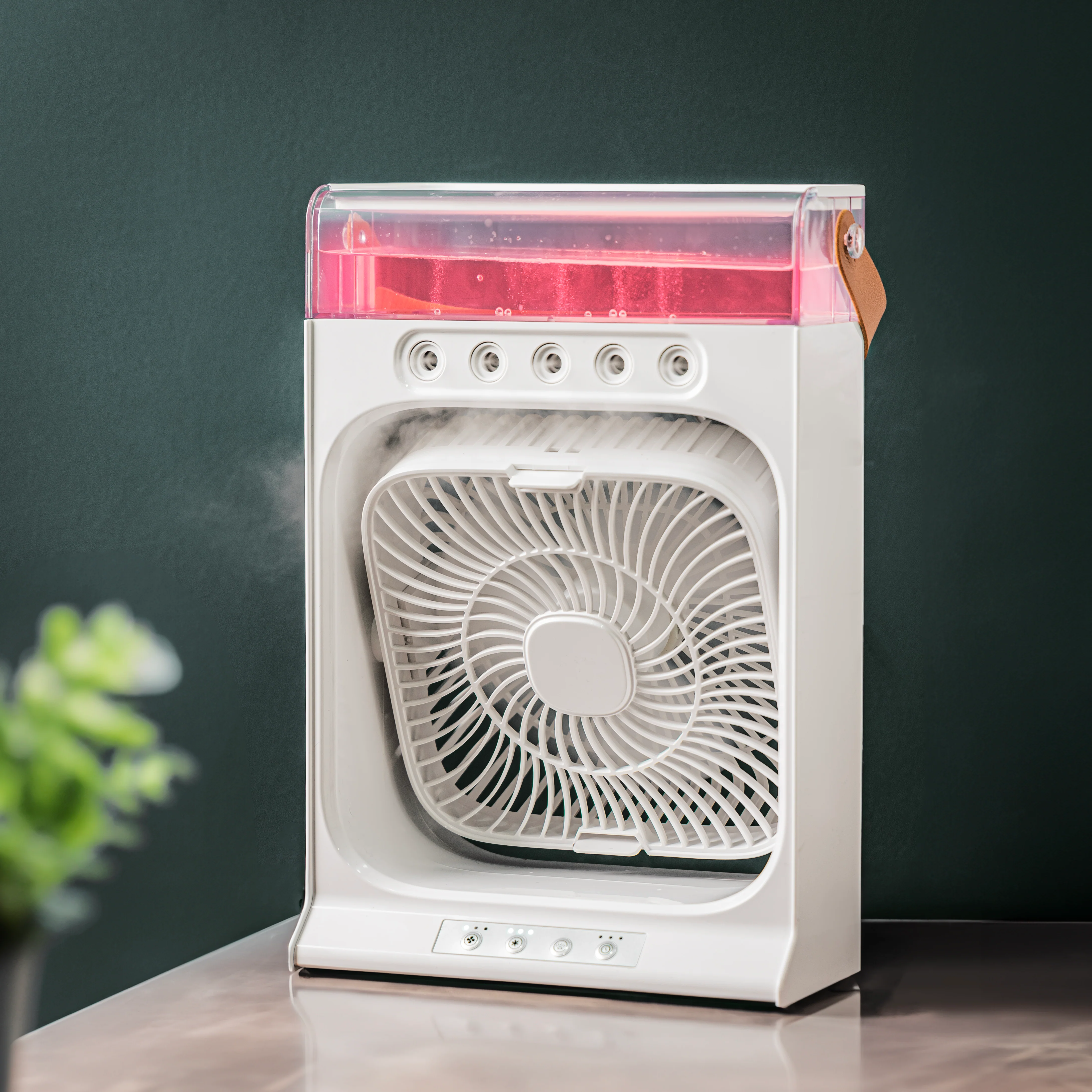 Olsenmark OMF1878 Portable Humidifier Air Cooler Fan| strong wind force, USB Type-C power & night light| 3 cooling settings, ice tank cooling & 2/4/8-hour timer| - Image 2