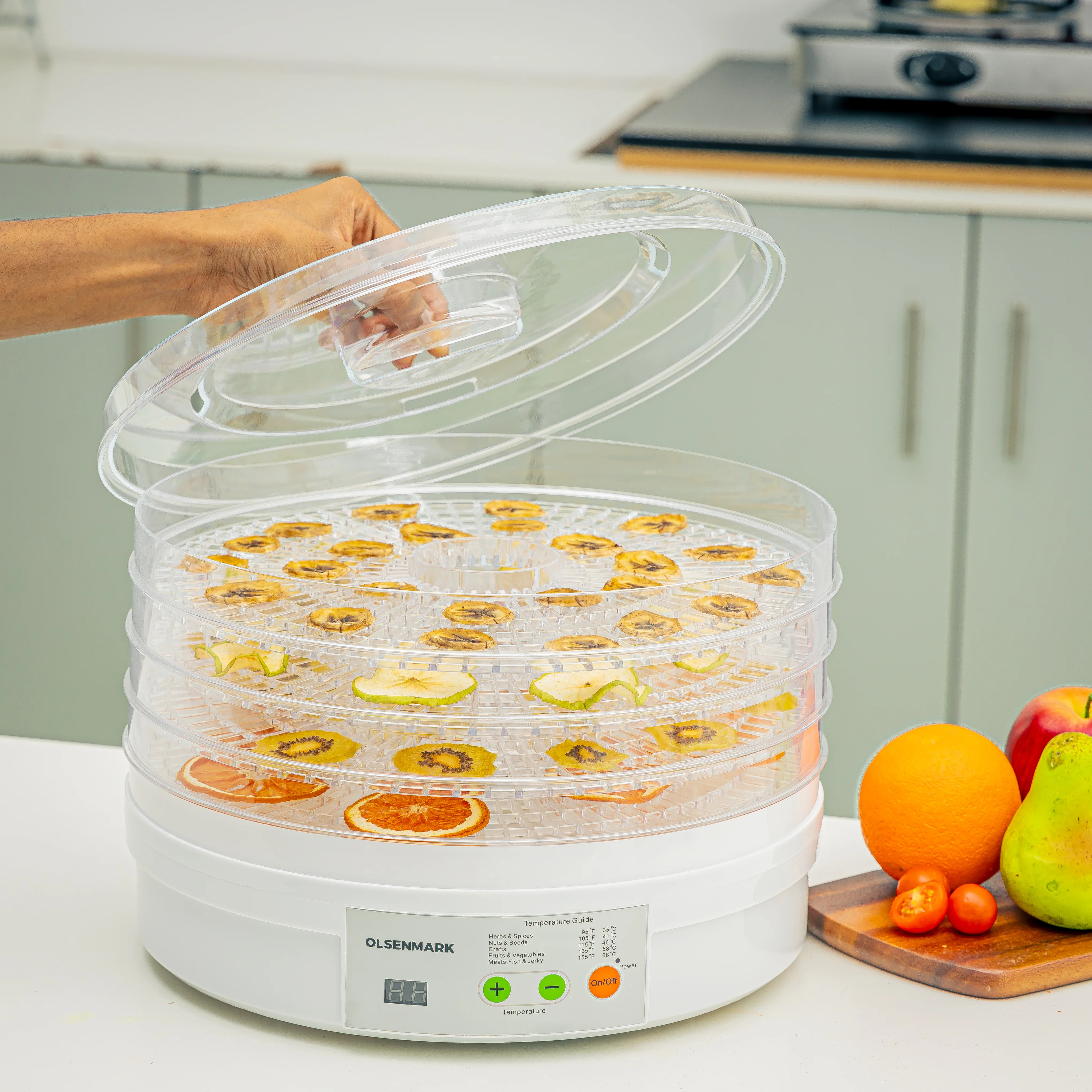 Olsenmark OMFD2464 Food Dehydrator with 5 trays| digital temperature control & LED display| 360° hot air circulation for drying fruits, vegetables, meat & herbs | - Image 3