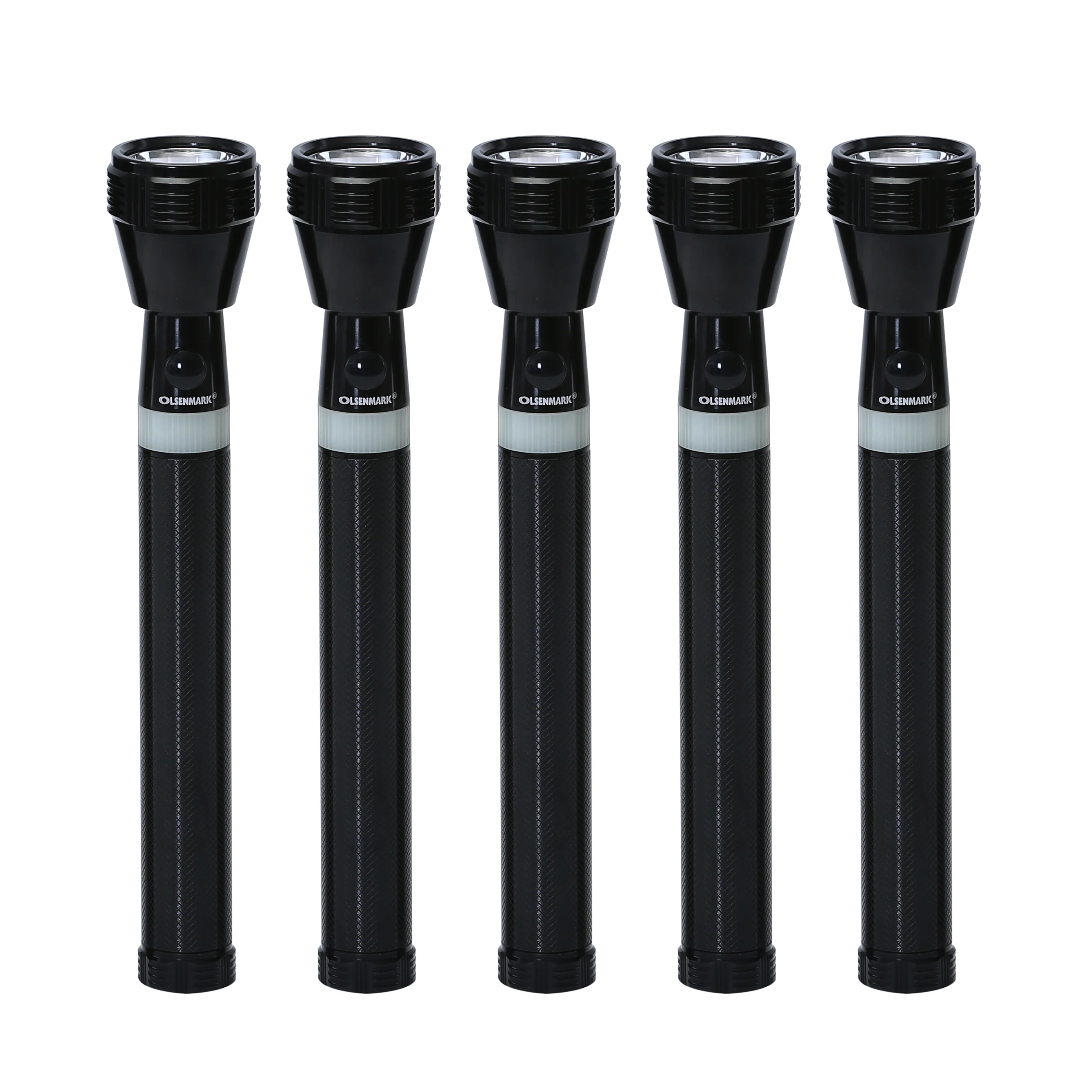 Olsenmark OMFL2710 Rechargeable LED Flashlight| offers 5-in-1 high-power torch & super bright spot focus| durable Ni-CD battery & Ideal for home, camping, emergencies|