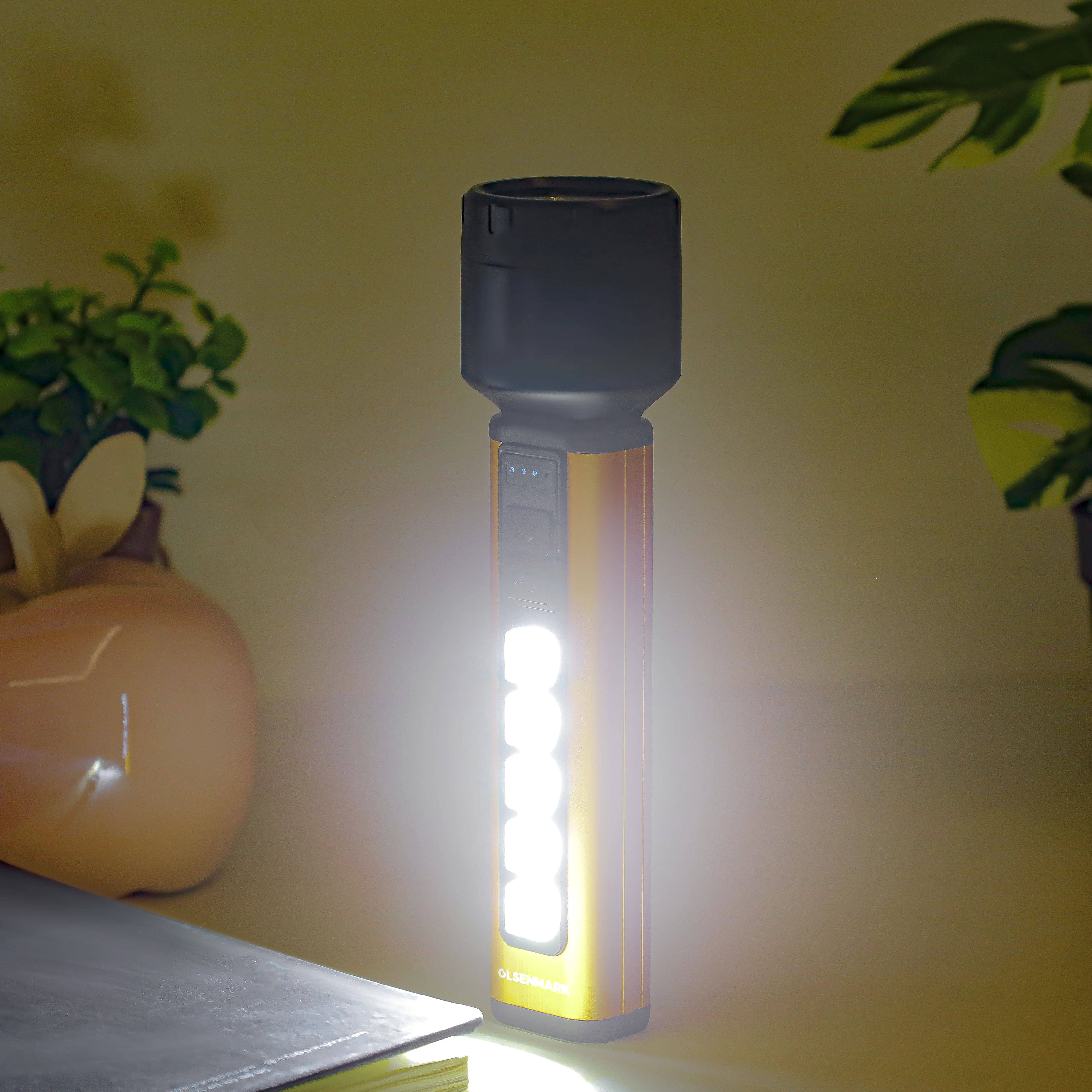 Olsenmark OMFL2816 Rechargeable LED Flashlight| hi-power LED, 5 COB side lights & 1200mAh Li-ion battery| USB charging, multiple light modes and durable ABS body| - Image 3
