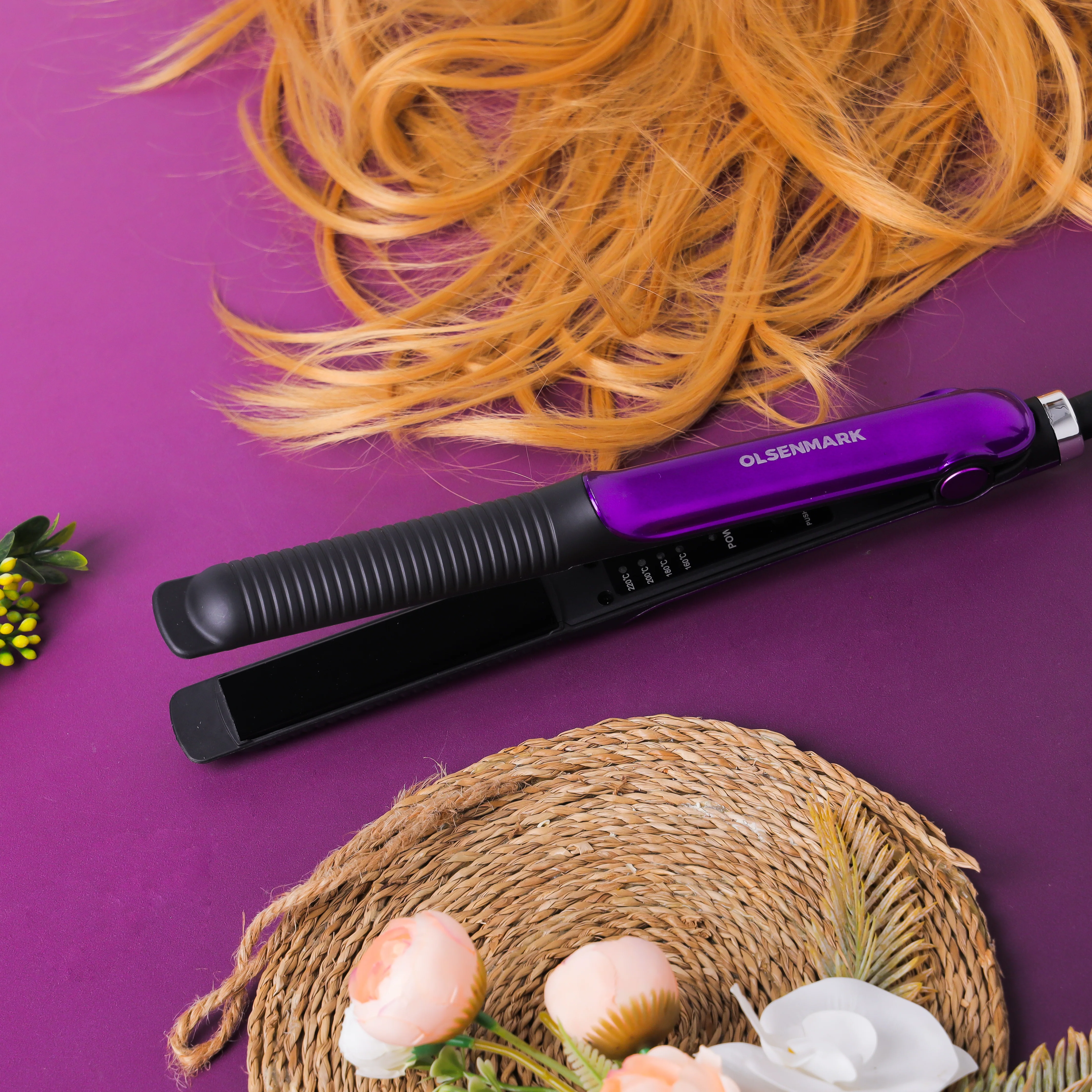 Olsenmark OMH4031 Ceramic Hair Straightener| 220°C High Temperature, PTC Heating Element & Ceramic Tourmaline Coating Plates| 360° Swivel Cord for Smooth Hair Styling| - Image 2