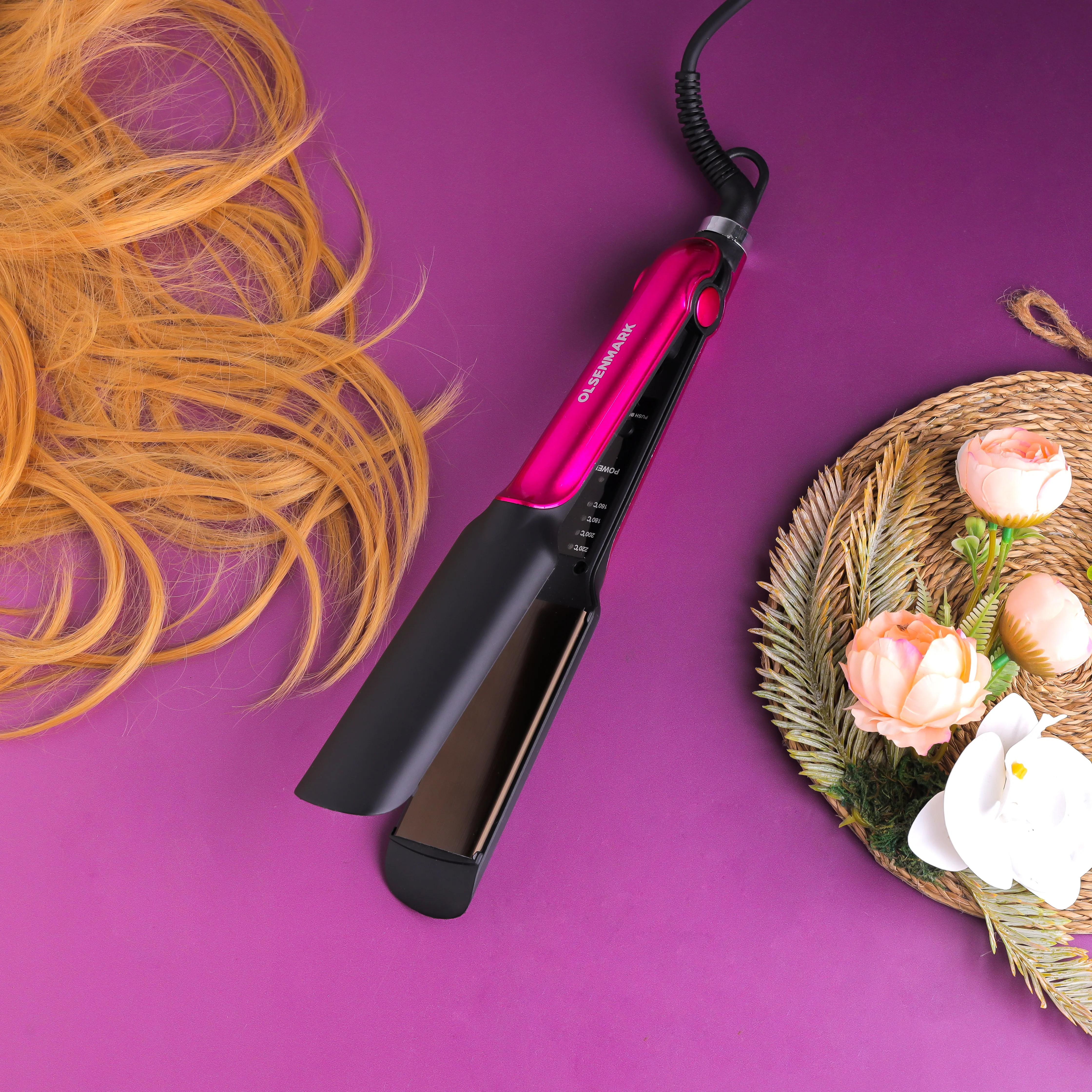 Olsenmark OMH4032 Ceramic Hair Straightener| 220°C High Temperature, PTC Heating & Ceramic Tourmaline Coating Plates| 360° Swivel Cord for Professional hair Styling| - Image 3