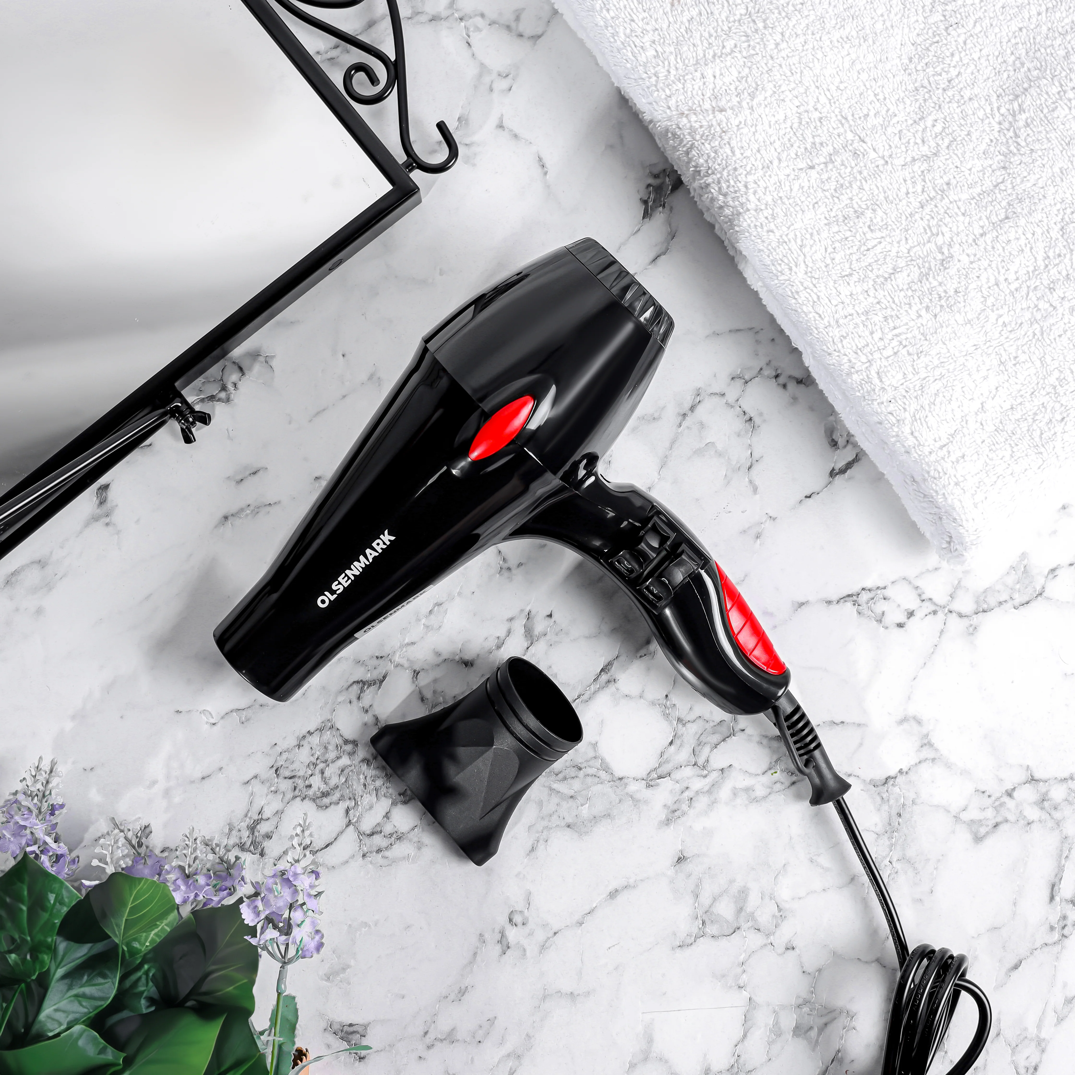 Olsenmark OMH4093K Hair Dryer| 2200–2400W, powerful motor, 2 speed control & 2 heat settings for flexible styling| Ergonomic design & 1.8m cable for convenient| - Image 3