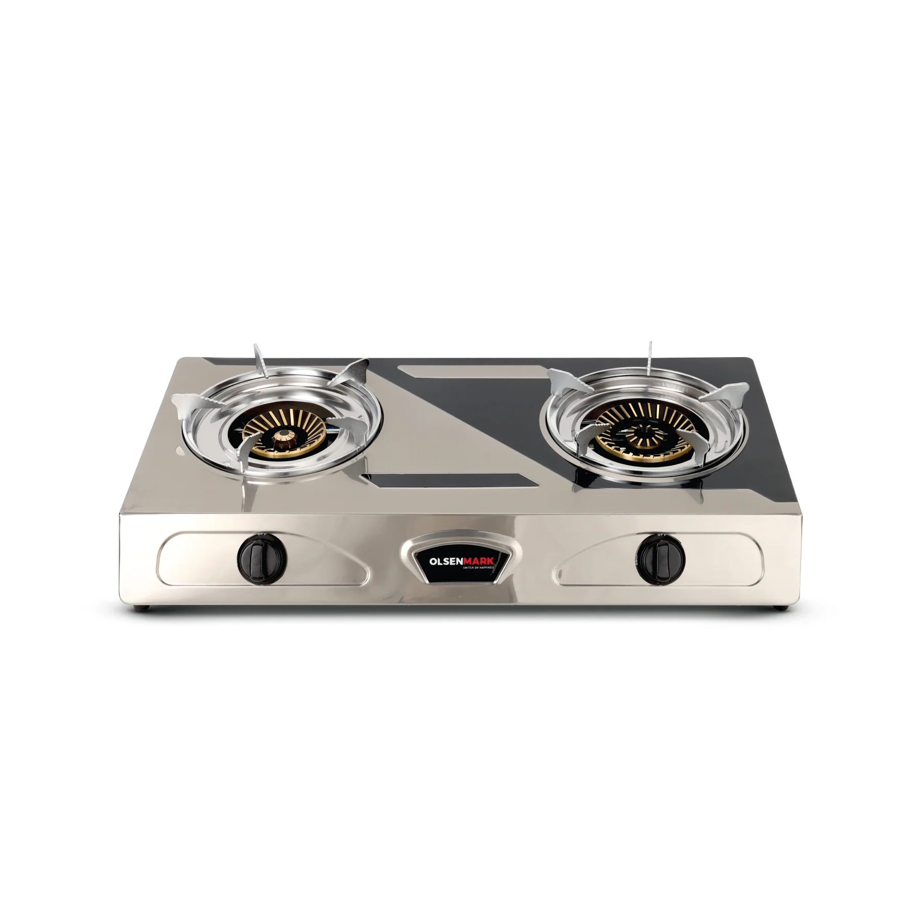 Olsenmark OMK21900 Gas Cooker| Stainless Steel 2 Burner Gas Stove with Auto Ignition| Cast Iron Burners, Efficient Gas Flow, Easy Clean Surface and Durable Design|
