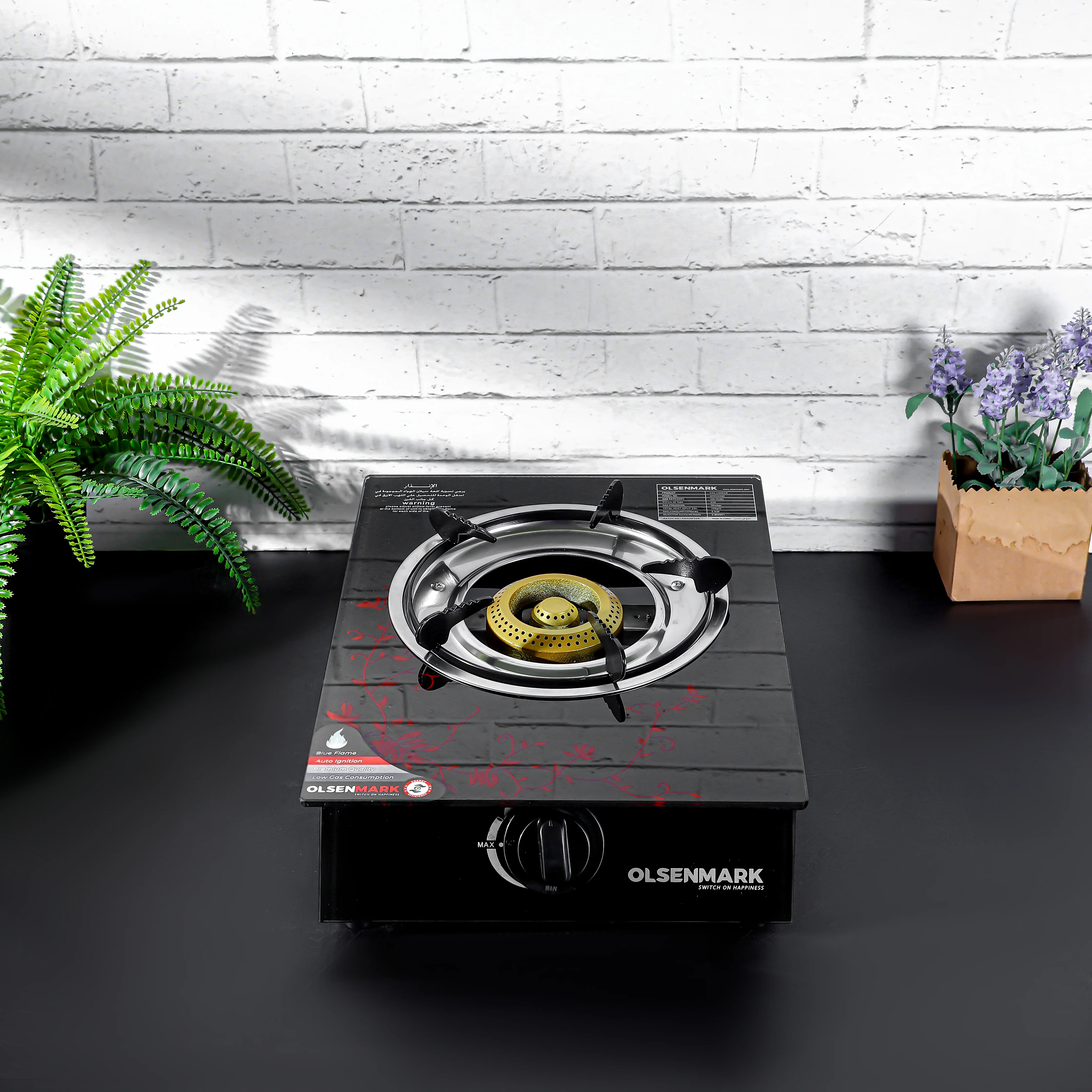 Olsenmark OMK2226 Single Burner Gas Cooker| tempered glass top and auto ignition| Compact tabletop design with powerful blue flame burner and low gas consumption| - Image 2