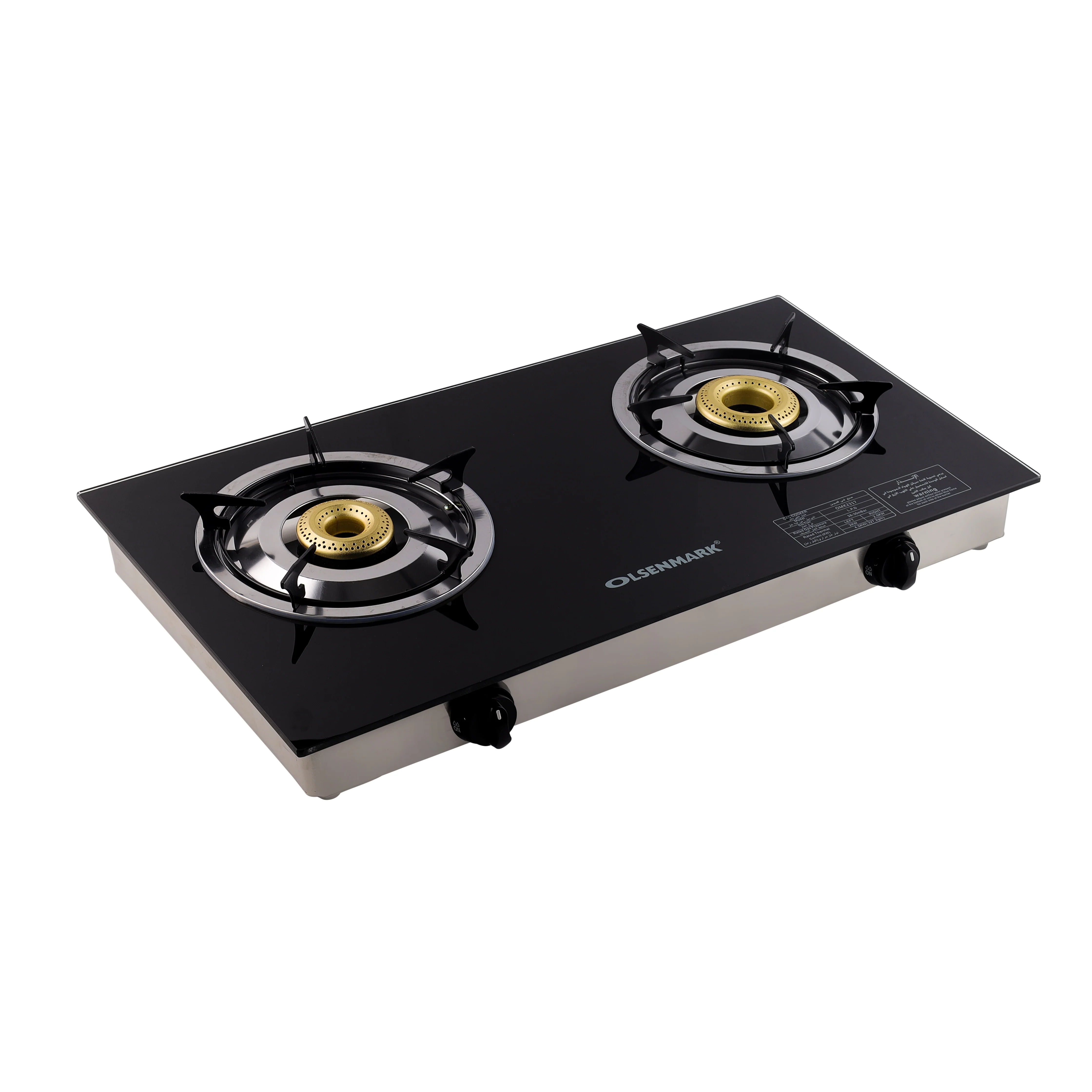 Olsenmark OMK2317 2 Burner Glass Top Gas Cooker| auto ignition, tempered glass panel & honeycomb cast iron burners| stainless steel drip pan and low gas consumption| - Image 3