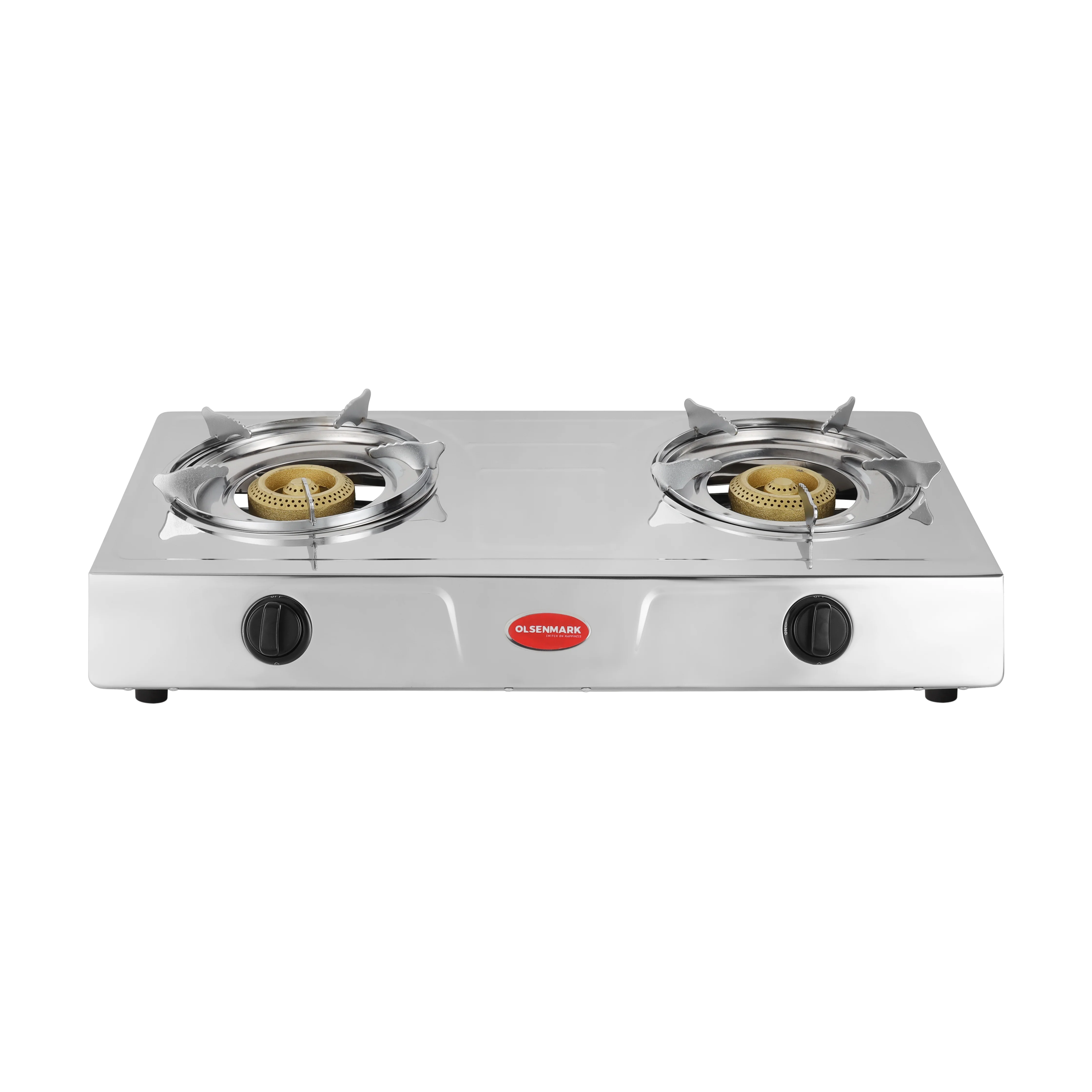 Olsenmark OMK2331 2 Burner Gas Cooker| durable stainless-steel body, cast iron burners and automatic piezo ignition| and low gas consumption for efficient cooking|
