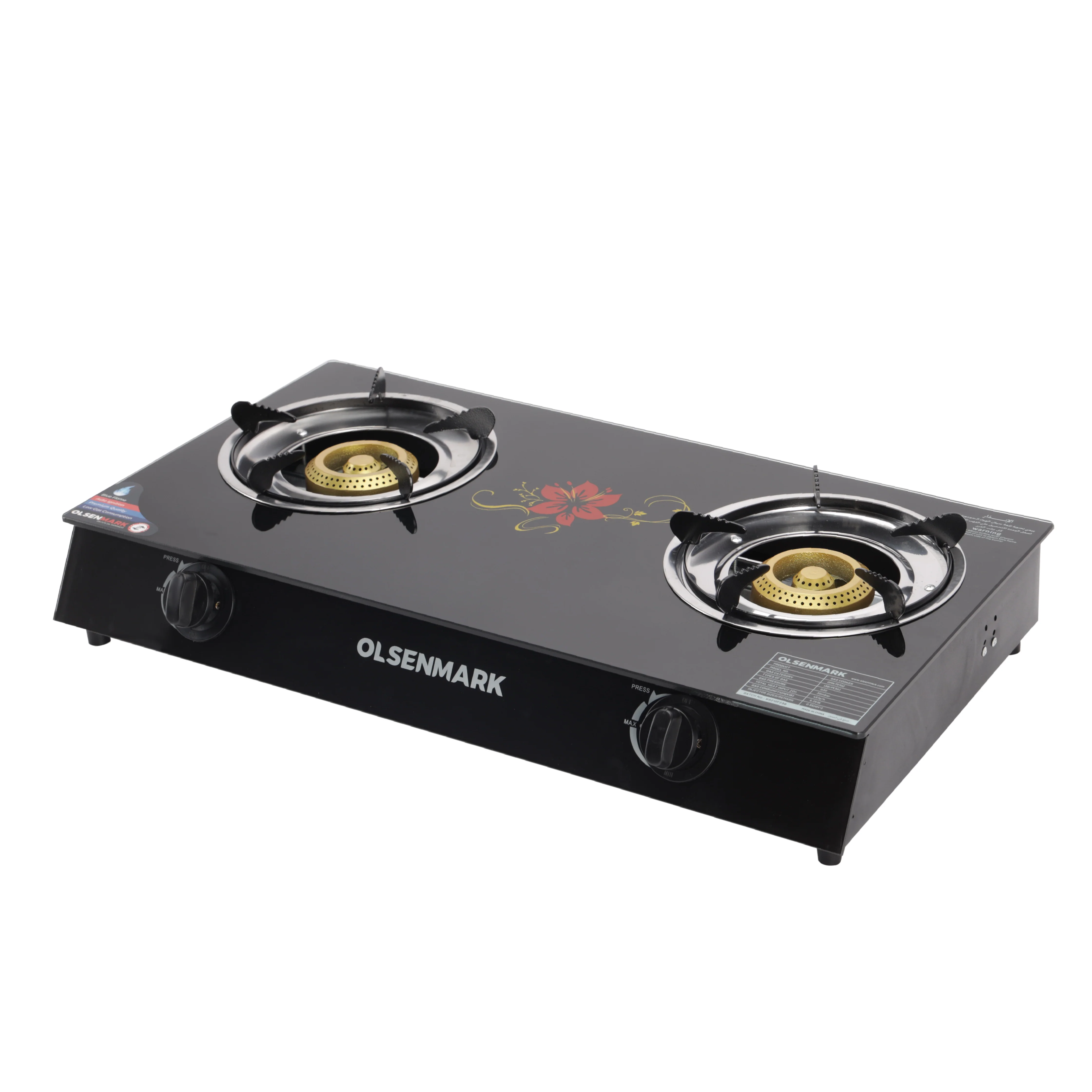 Olsenmark OMK7010 2-Burner Gas Cooker| tempered glass top with piezoelectric ignition & stainless-steel tray| blue flame efficiency, low gas consumption, easy to clean| - Image 2