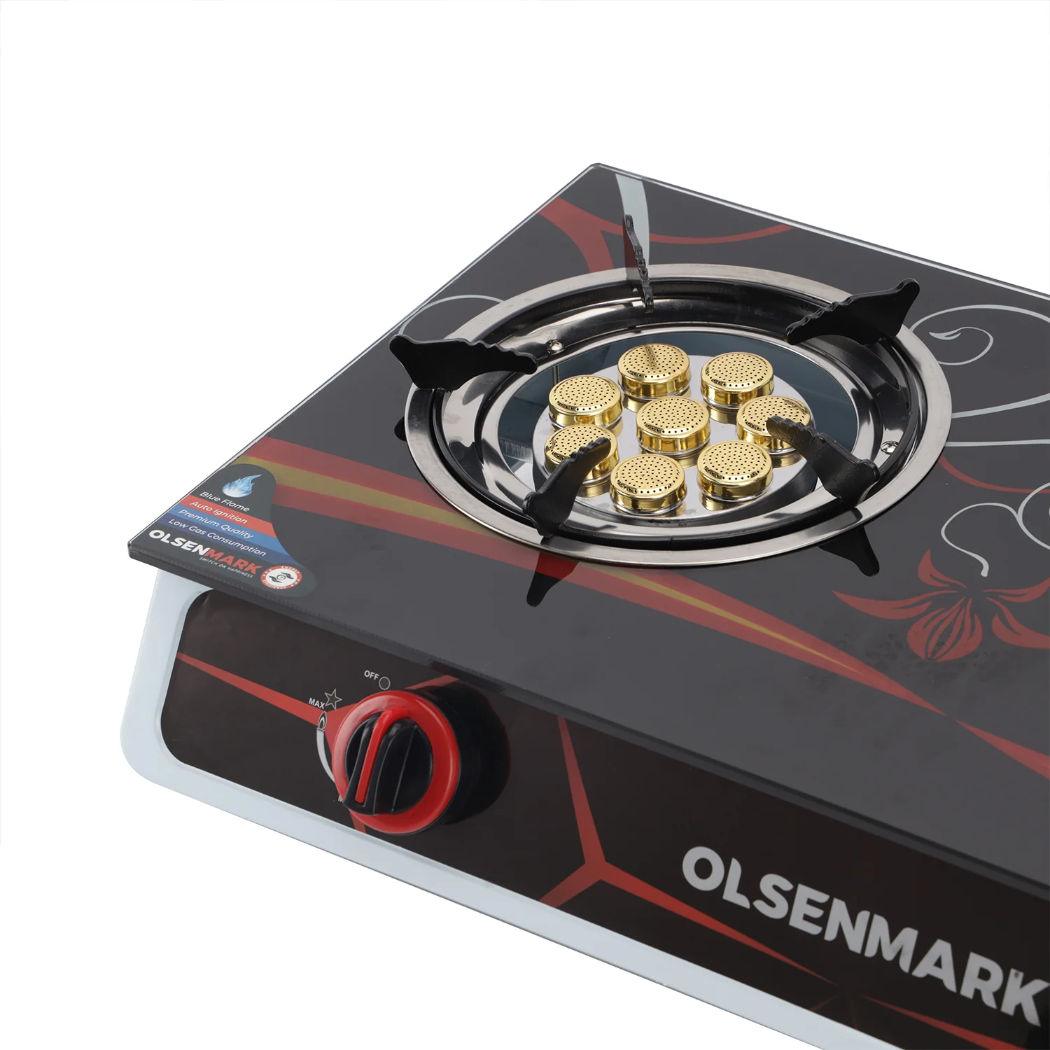 Olsenmark OMK7021 Heavy Duty Double Burner Gas Cooker| strong glass top with automatic ignition system| easy clean surface and low gas consumption for efficient cooking| - Image 4