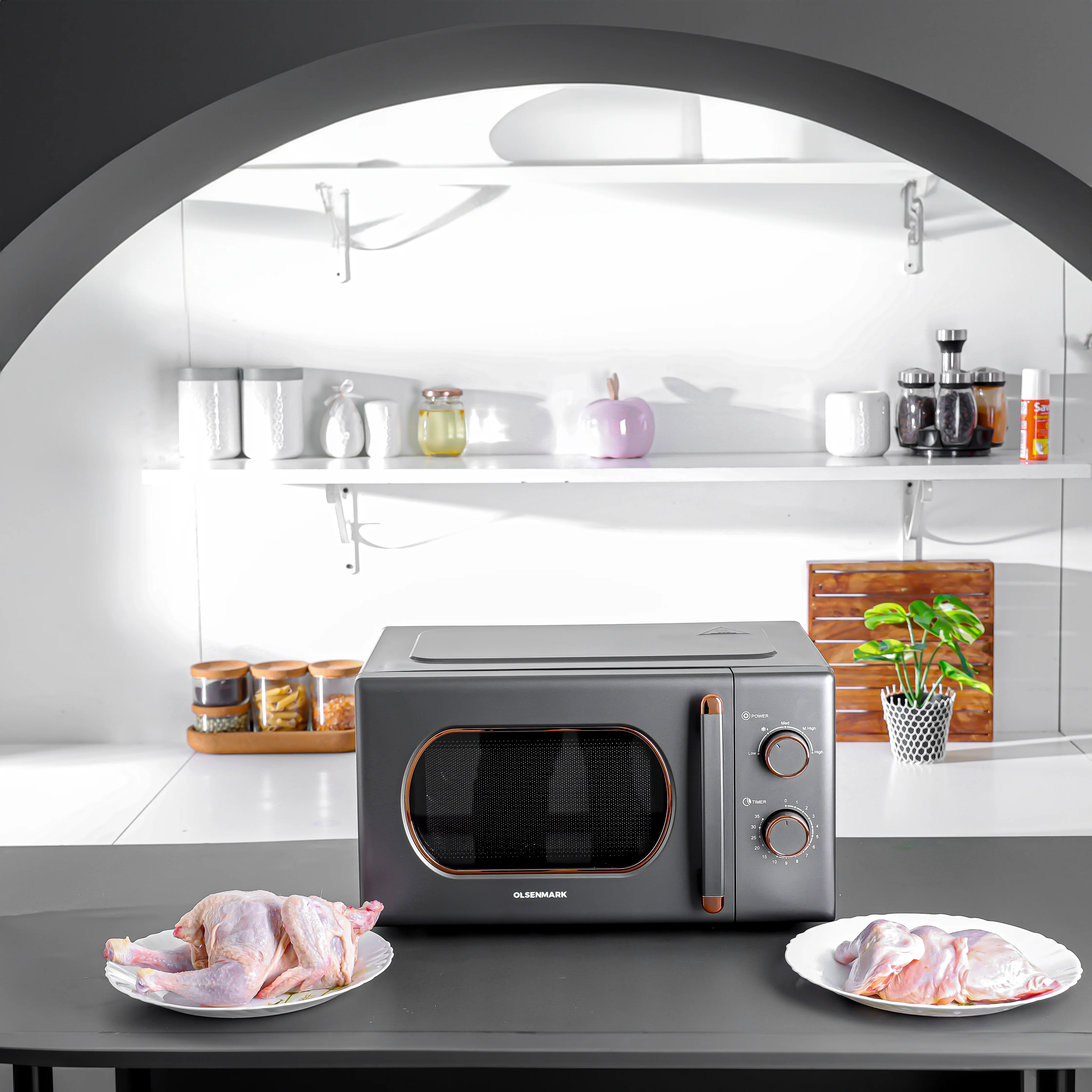 Olsenmark OMMO2260 20L Solo Microwave Oven| 1150W and 20L Digital Microwave Oven 1150W with multiple power levels| Timer Switch Control, LED display and defrost| - Image 2