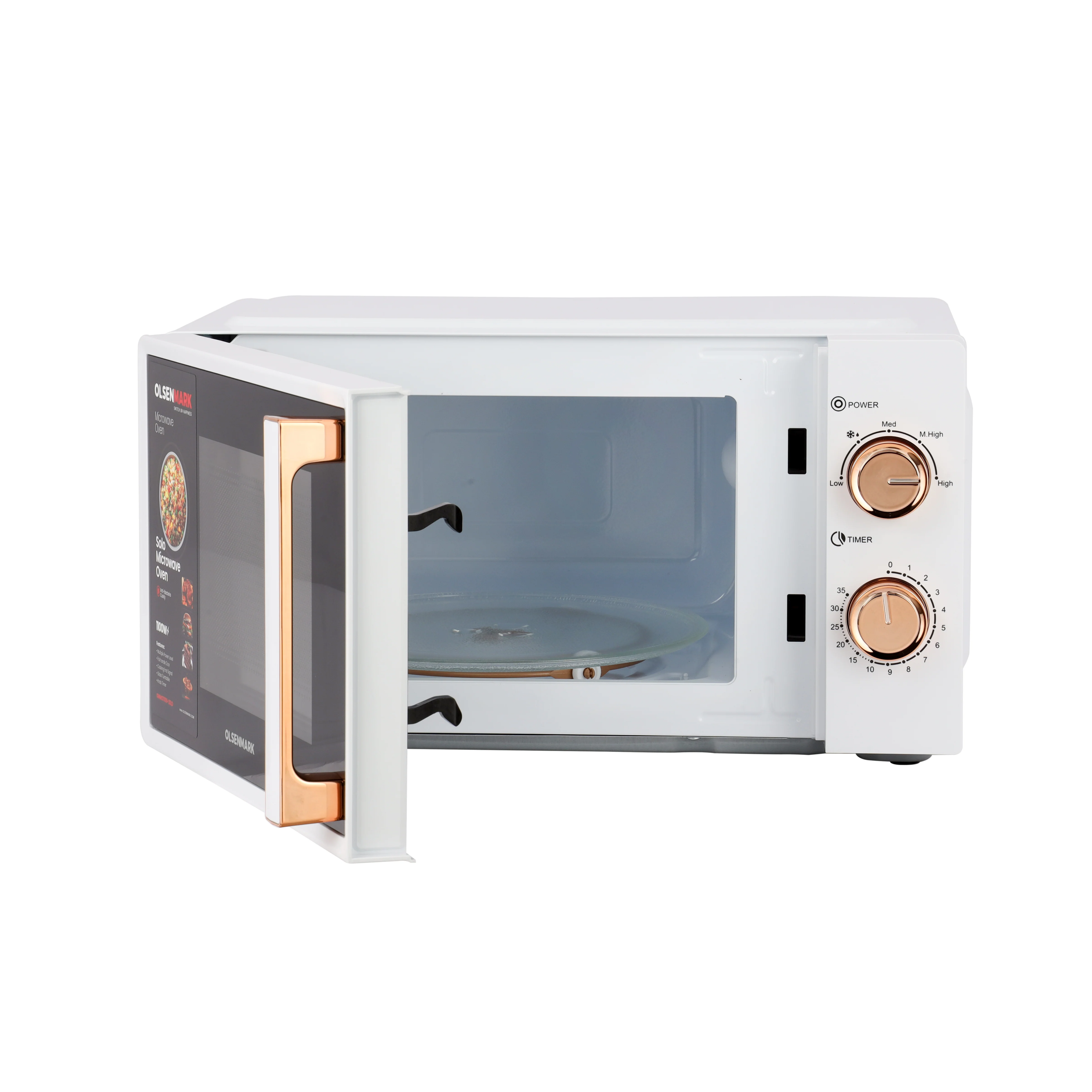 Olsenmark OMMO7059-20LD 20L Solo Microwave Oven| 1100W power with 35-minute timer & temperature control| 245mm glass turntable, cooking end signal and durable cavity| - Image 5