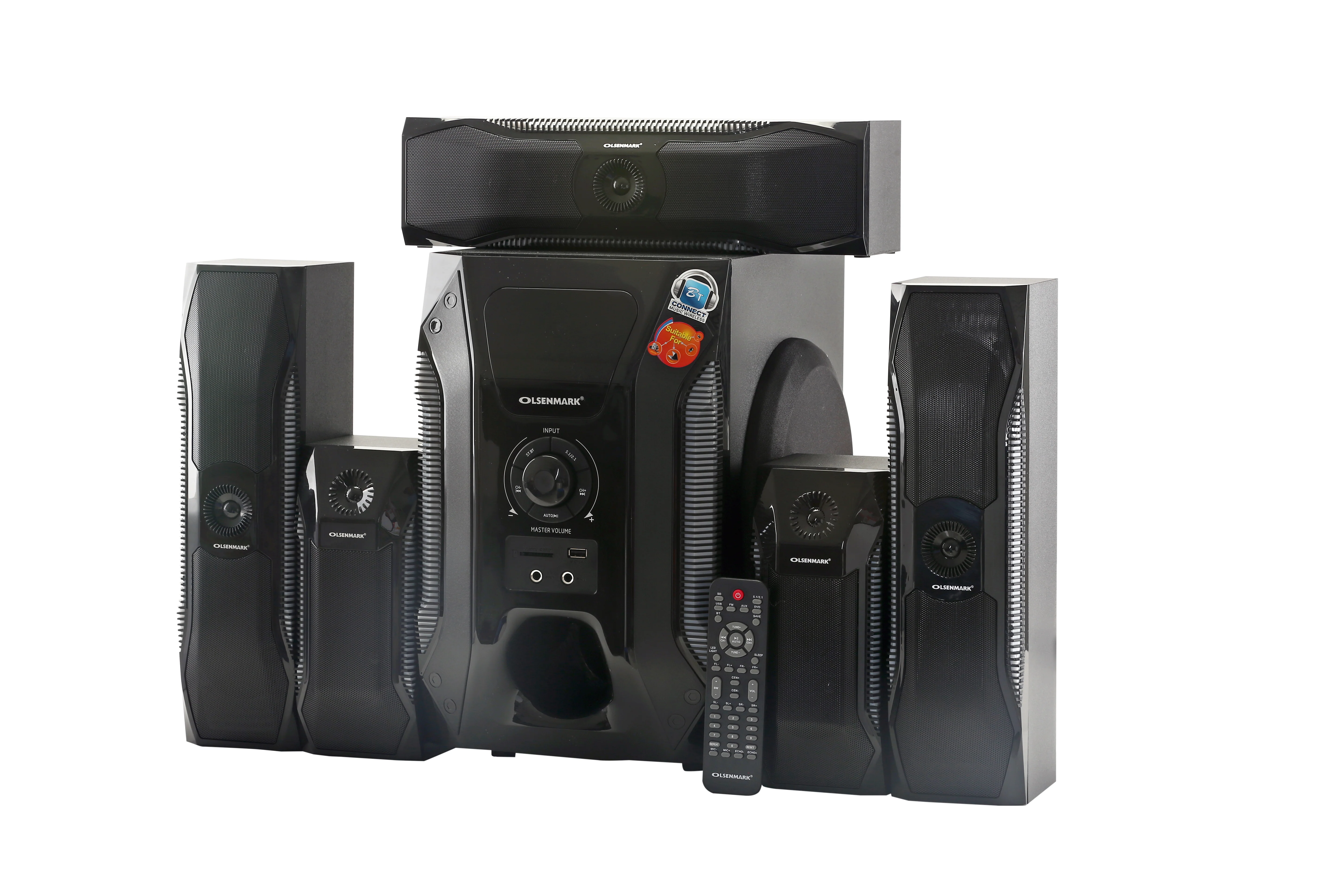 Olsenmark OMMS1156 5.1 Channel Multimedia Speaker | Bluetooth USB with 8-inch subwoofer| FM radio, SD card, karaoke with remote control & 5.1 surround sound FX| - Image 3
