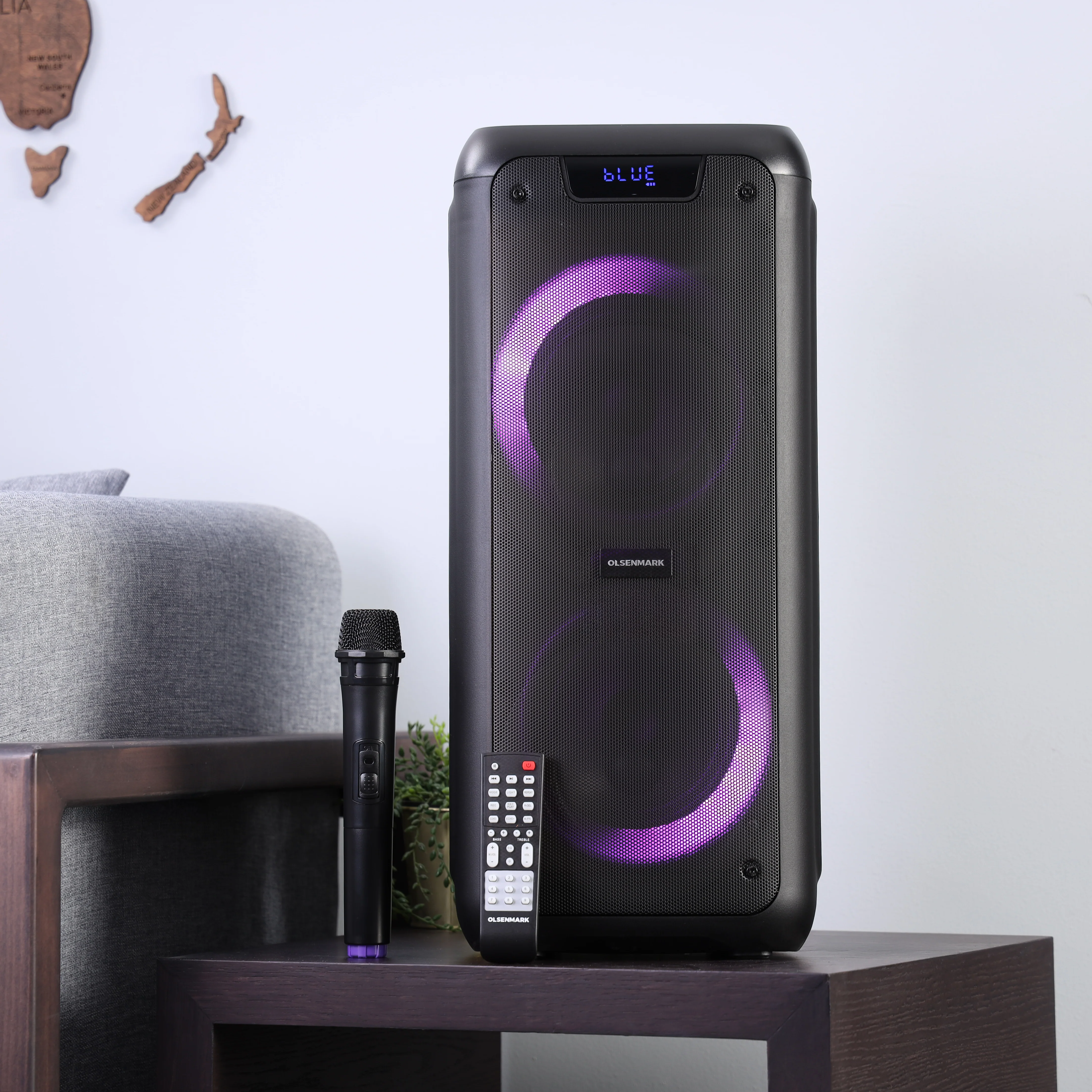 Olsenmark OMMS1285 2x6.5" Rechargeable Party Speaker| 12000W PMPO with Bluetooth streaming & USB/TF input| FM radio, LED DJ lights, dual mic input, 4–5h battery backup| - Image 3
