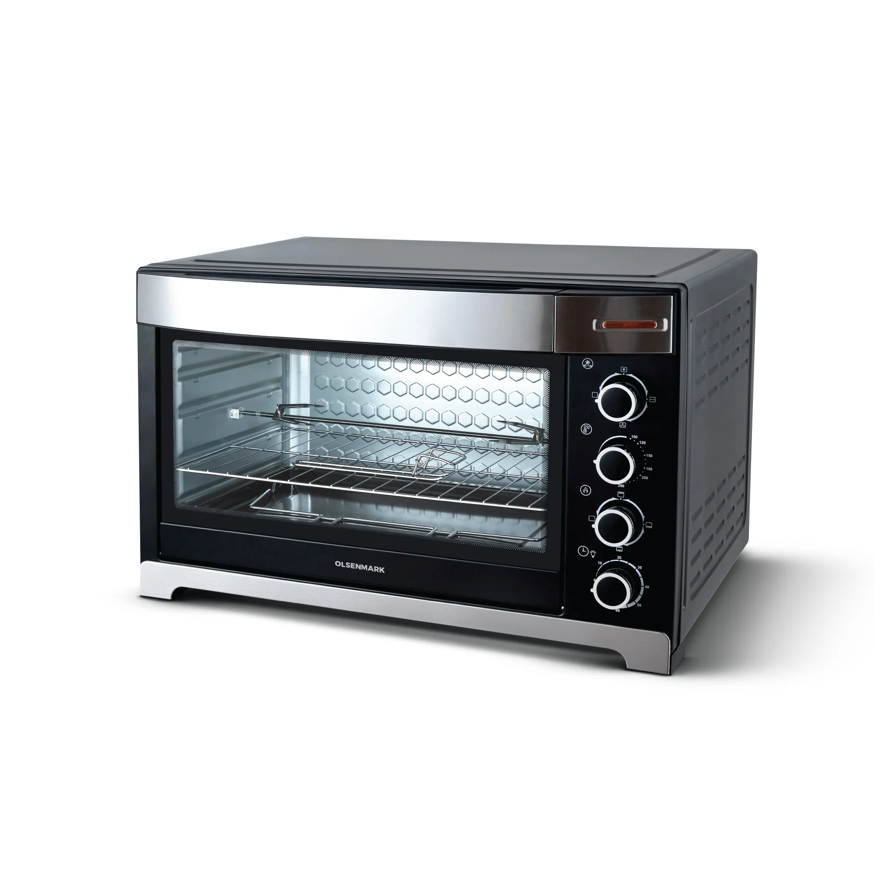 Olsenmark OMO2184 Electric Oven 80L 2800W| Features convection & rotisserie, & 100-250°C control, inner light| 60-min timer, Bake, grill, roast & Heat-resistant|