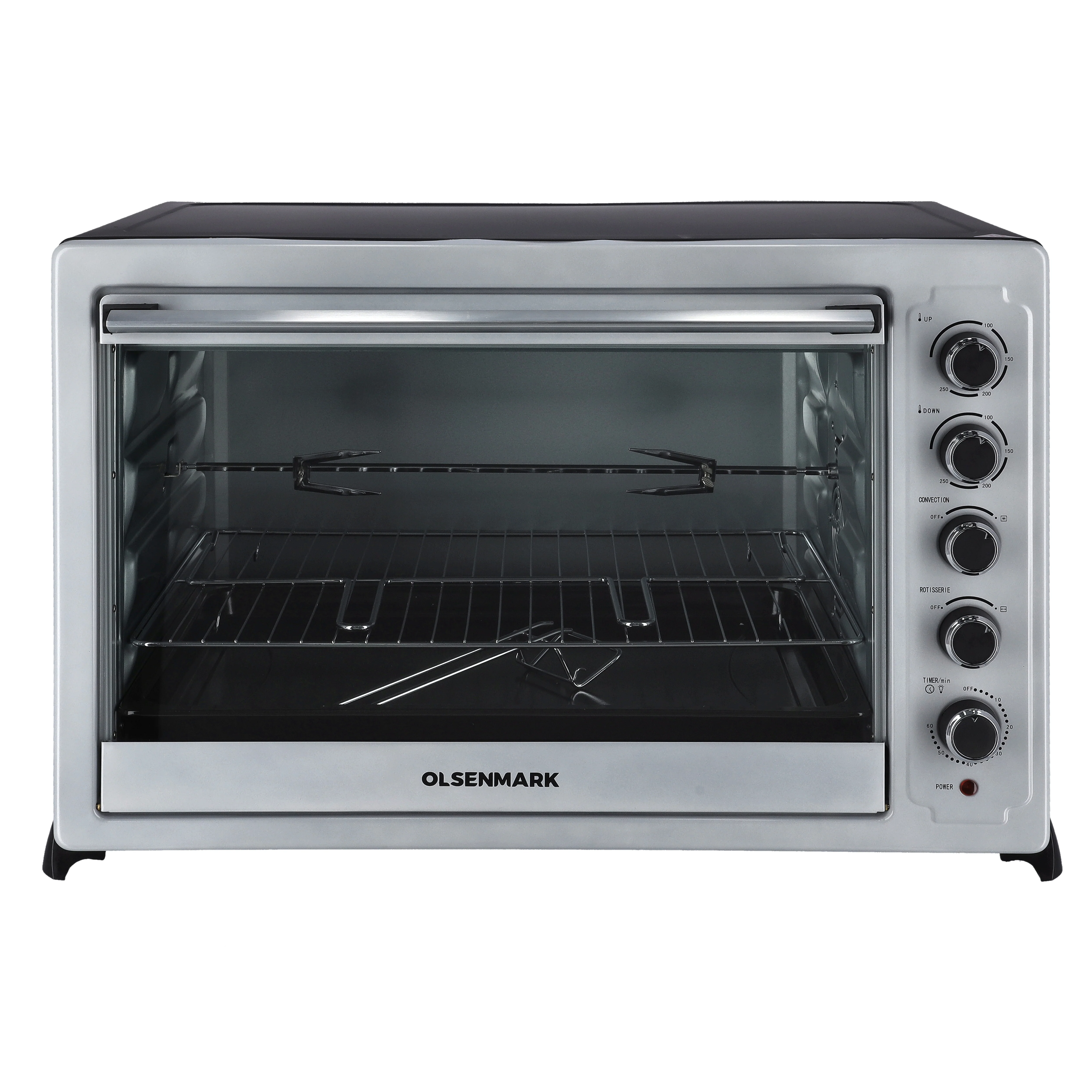 Olsenmark OMO2264 100L Electric Oven| 2800W power, convection & rotisserie functions| 60-minute timer, indicator, spacious capacity & Multi knob control system|