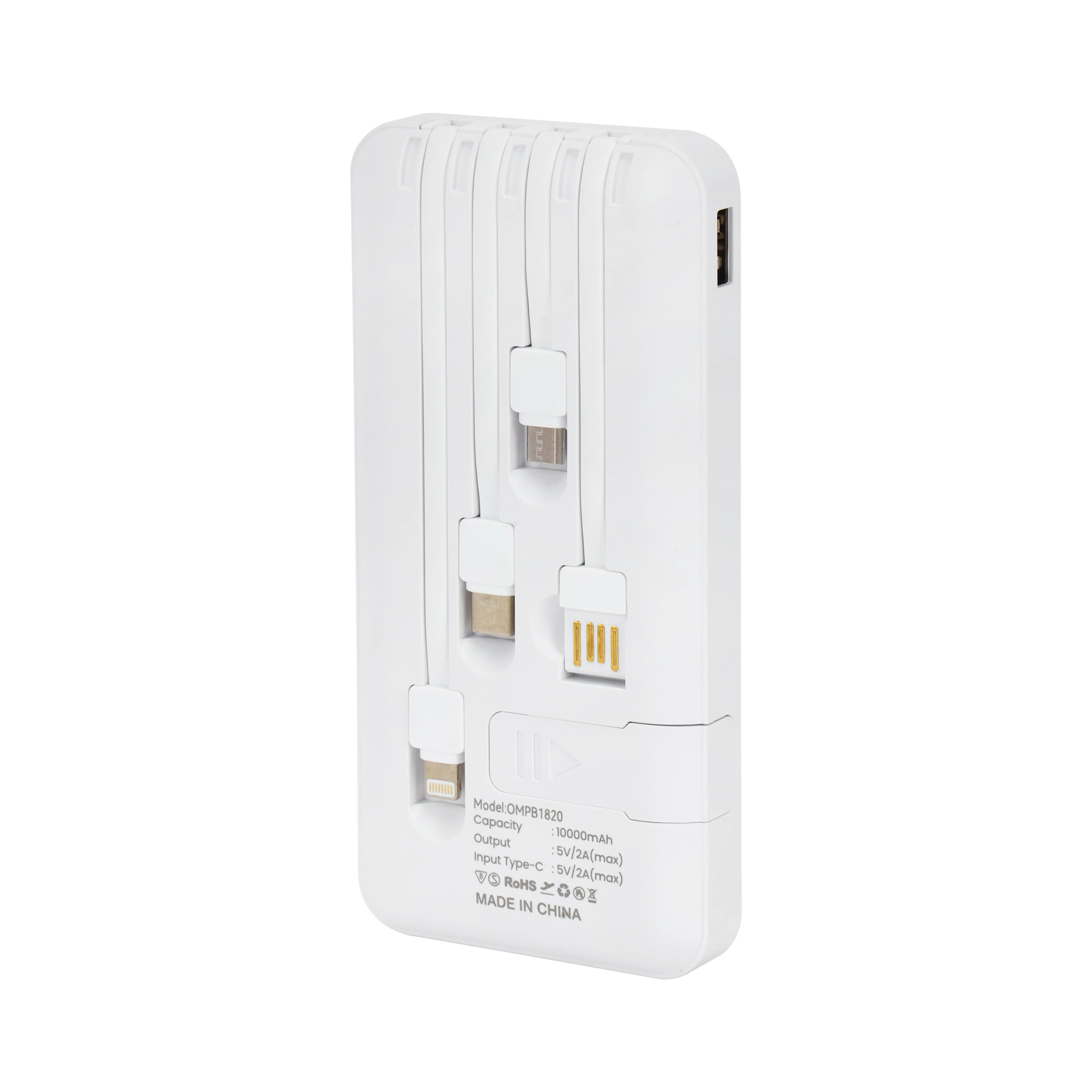 Olsenmark OMPB1820 10000mAh Power Bank | built-in cables and LED display with featuring 2A fast charging| travel-safe design, and compact portable backup power| - Image 5