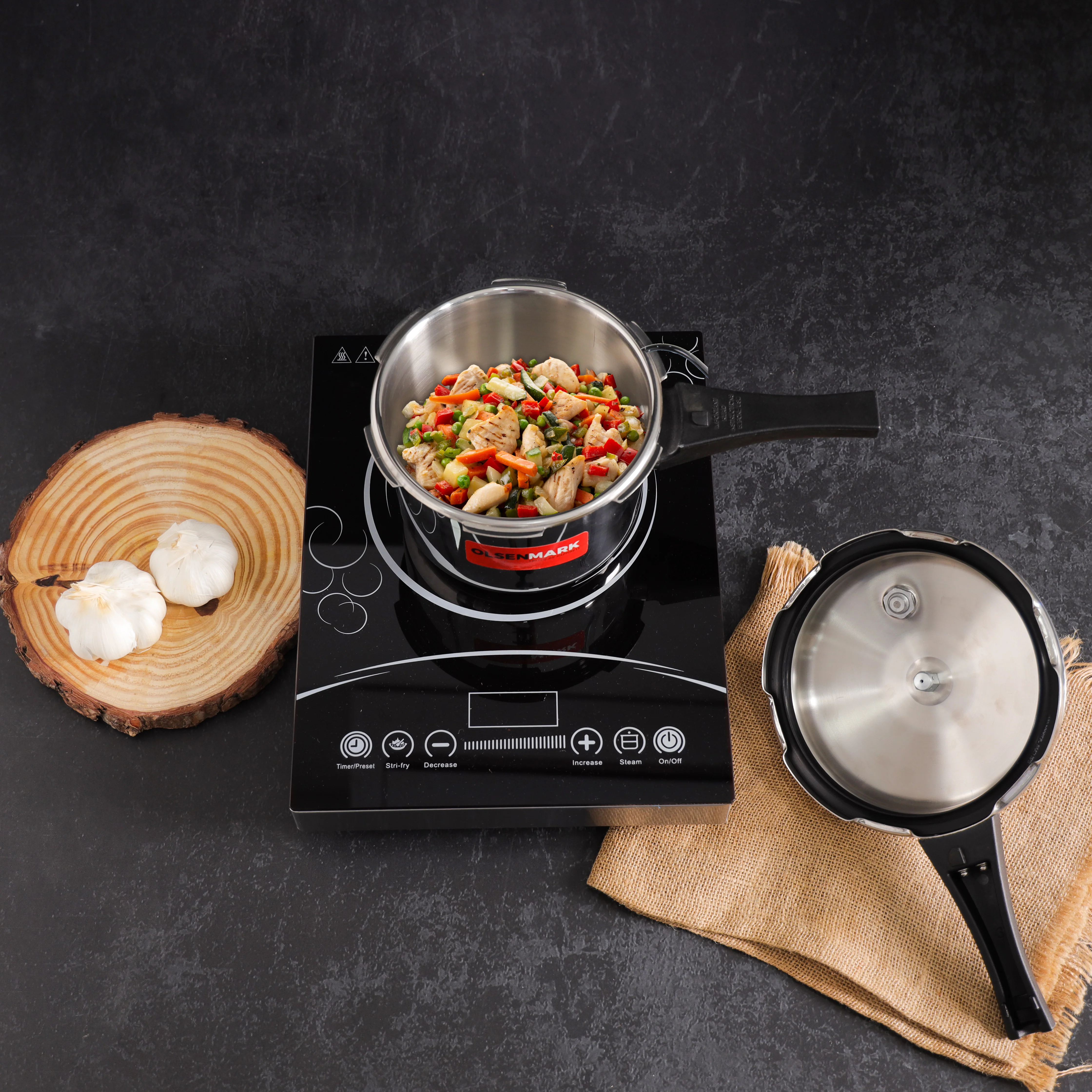 Olsenmark OMPC2459 3L Stainless Steel Pressure Cooker| made with 18/8 304 steel, magnetic capsule bottom & anti-bulging base| induction friendly and energy saving design| - Image 4