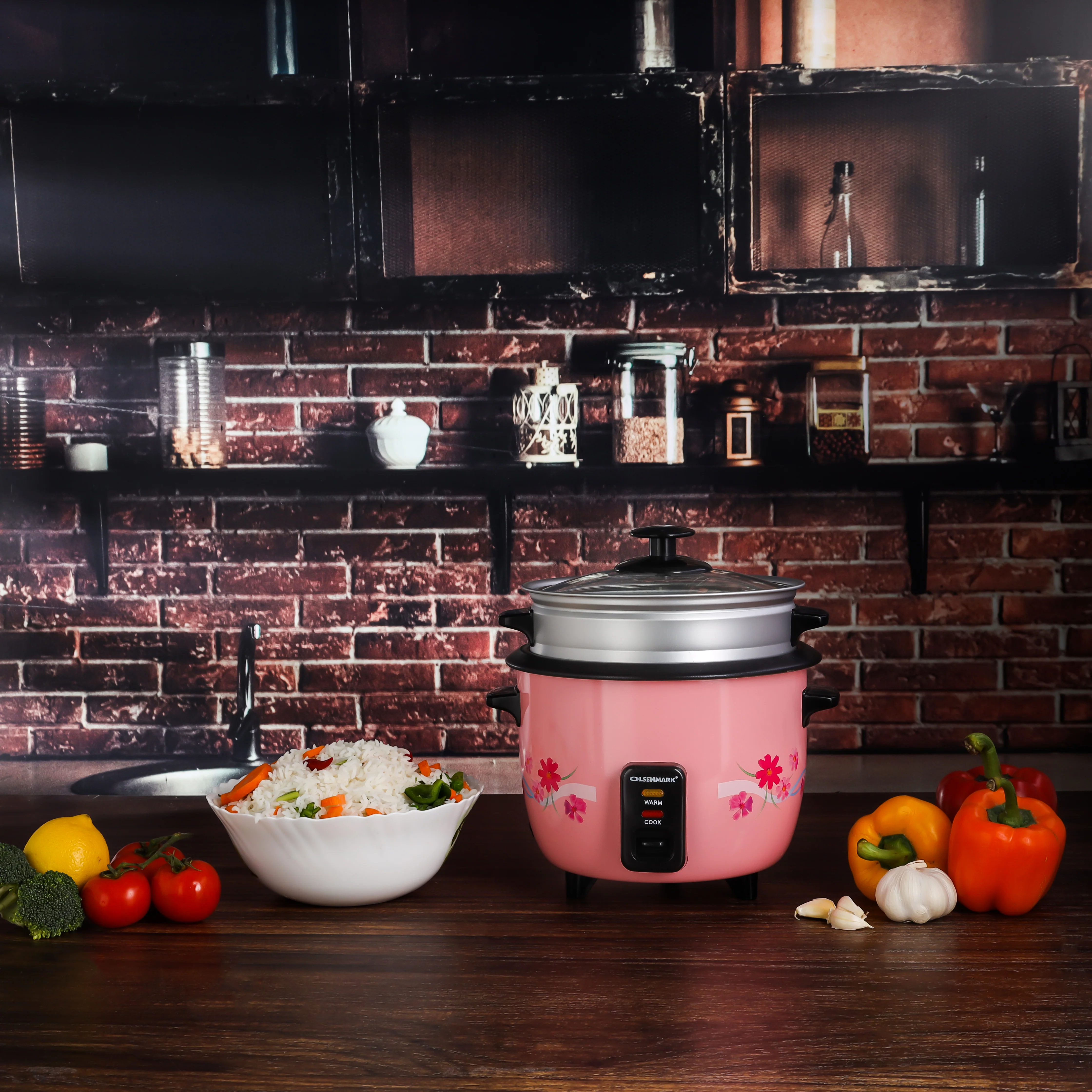 Olsenmark OMRC2250 1.0L Automatic Rice Cooker| 400W power, non-stick inner pot & tempered glass lid| 3-in-1 cook, steam & keep warm & high temperature protection| - Image 2