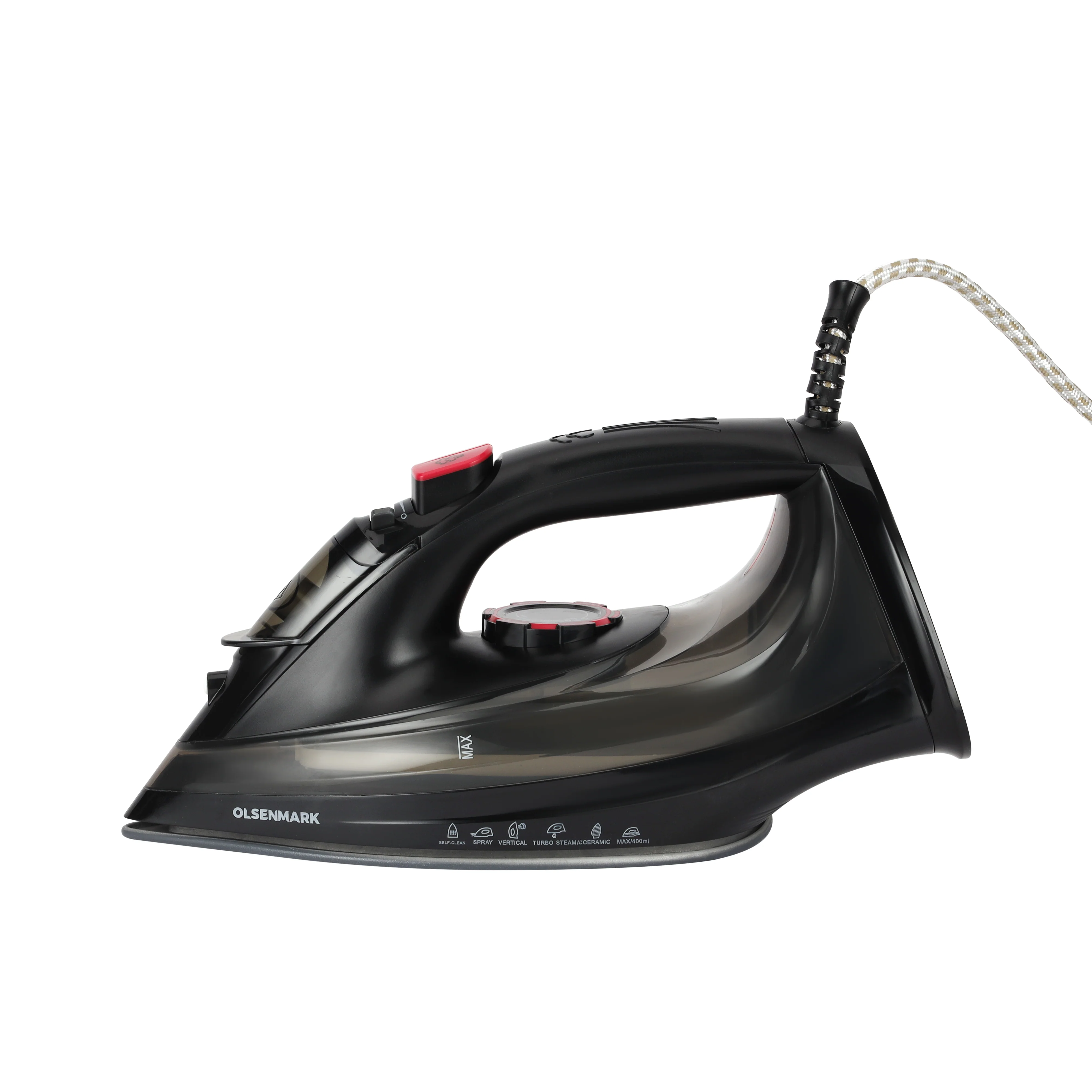 Olsenmark OMS1715 Ceramic Steam Iron 2200W| Variable Steam, Ceramic Soleplate & Temperature Control| Ergonomic Design, 400ml Water Tank and Wrinkle Removal Iro| - Image 2