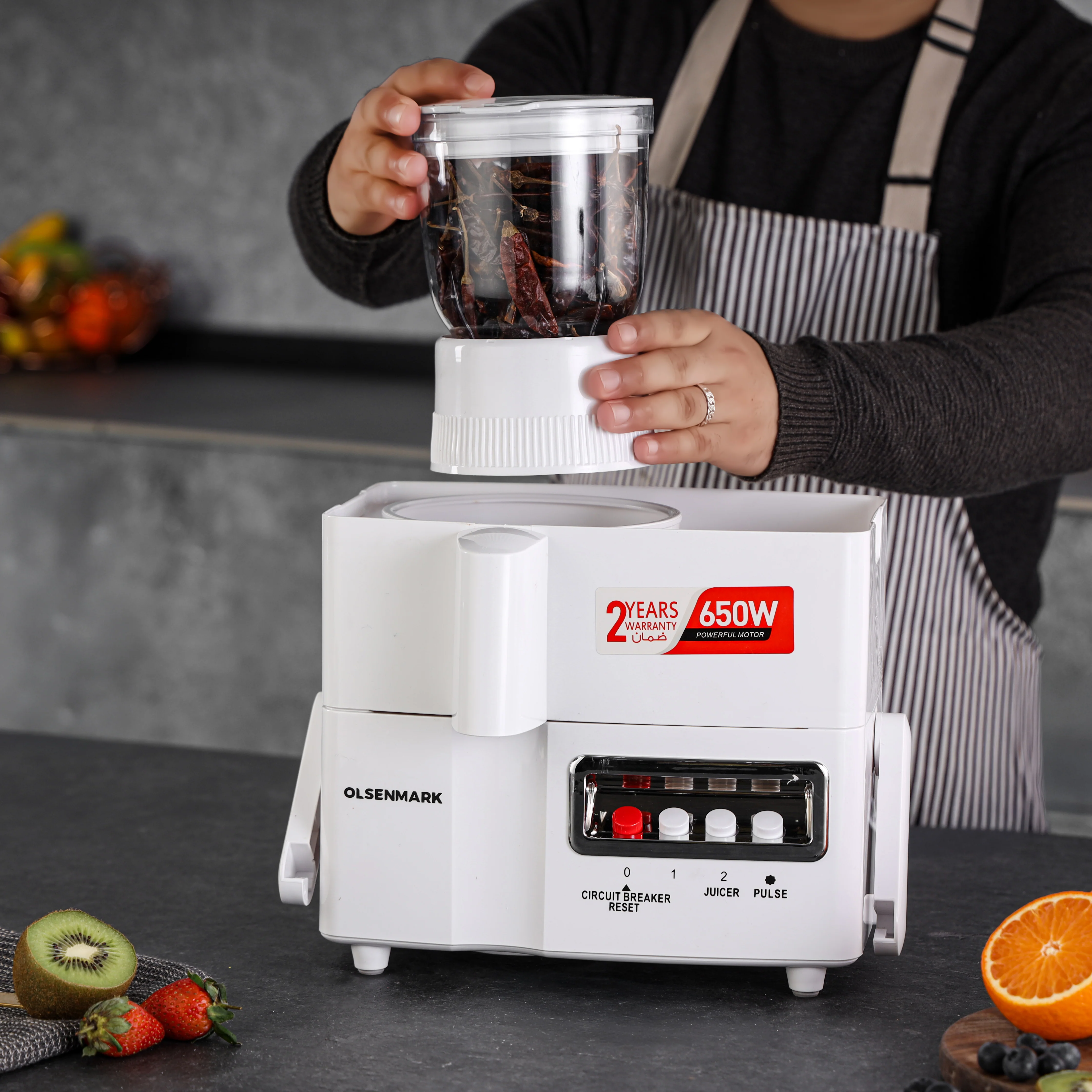 Olsenmark OMSB2137 4-in-1 Food Processor | a powerful 650W motor, stainless steel blades and versatile functions for blending, chopping, grinding, and juicing| - Image 3