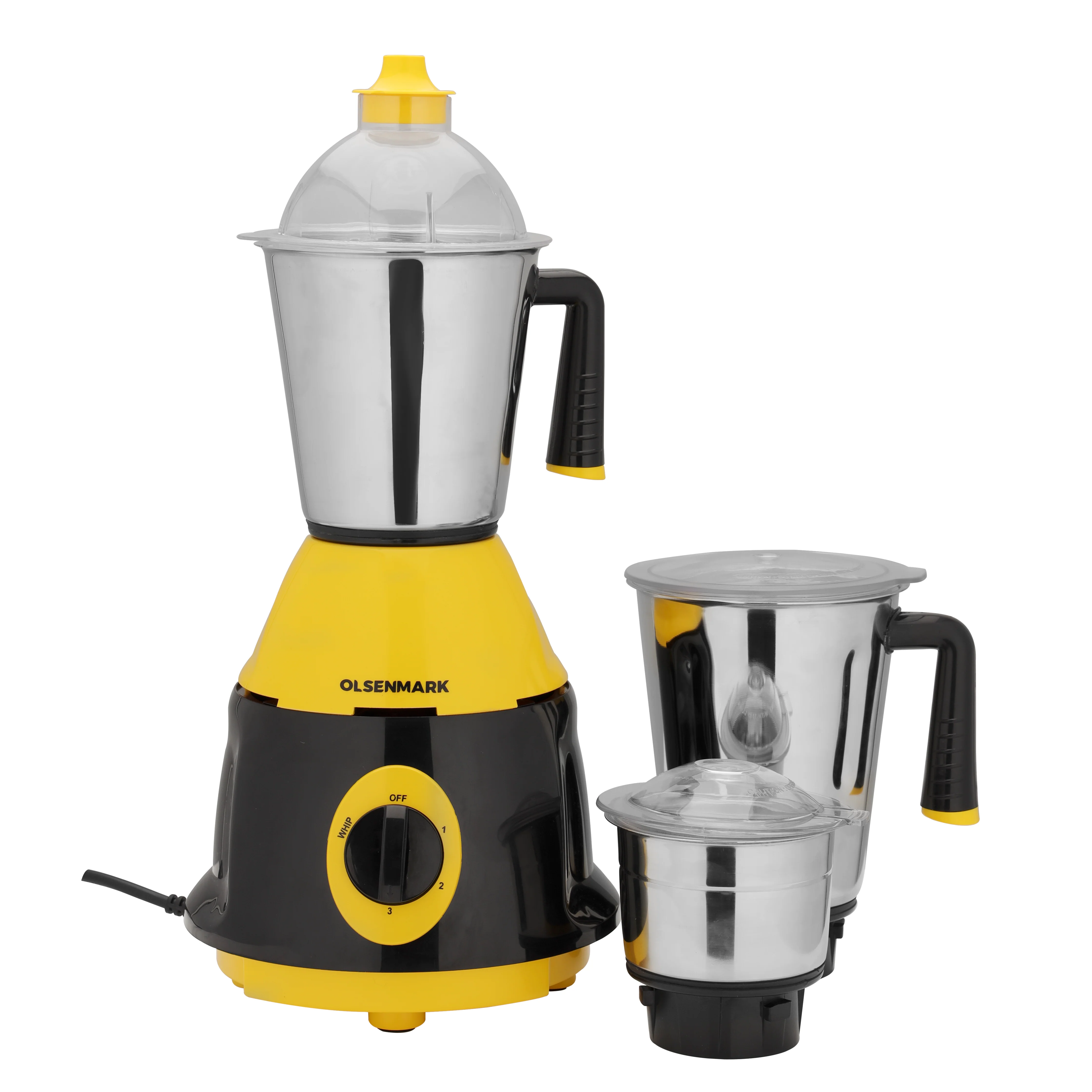Olsenmark OMSB2219 3-in-1 Mixer Grinder 550W | powerful blending and grinding with 3 stainless steel jars| efficient blades, sturdy handles and durable design|