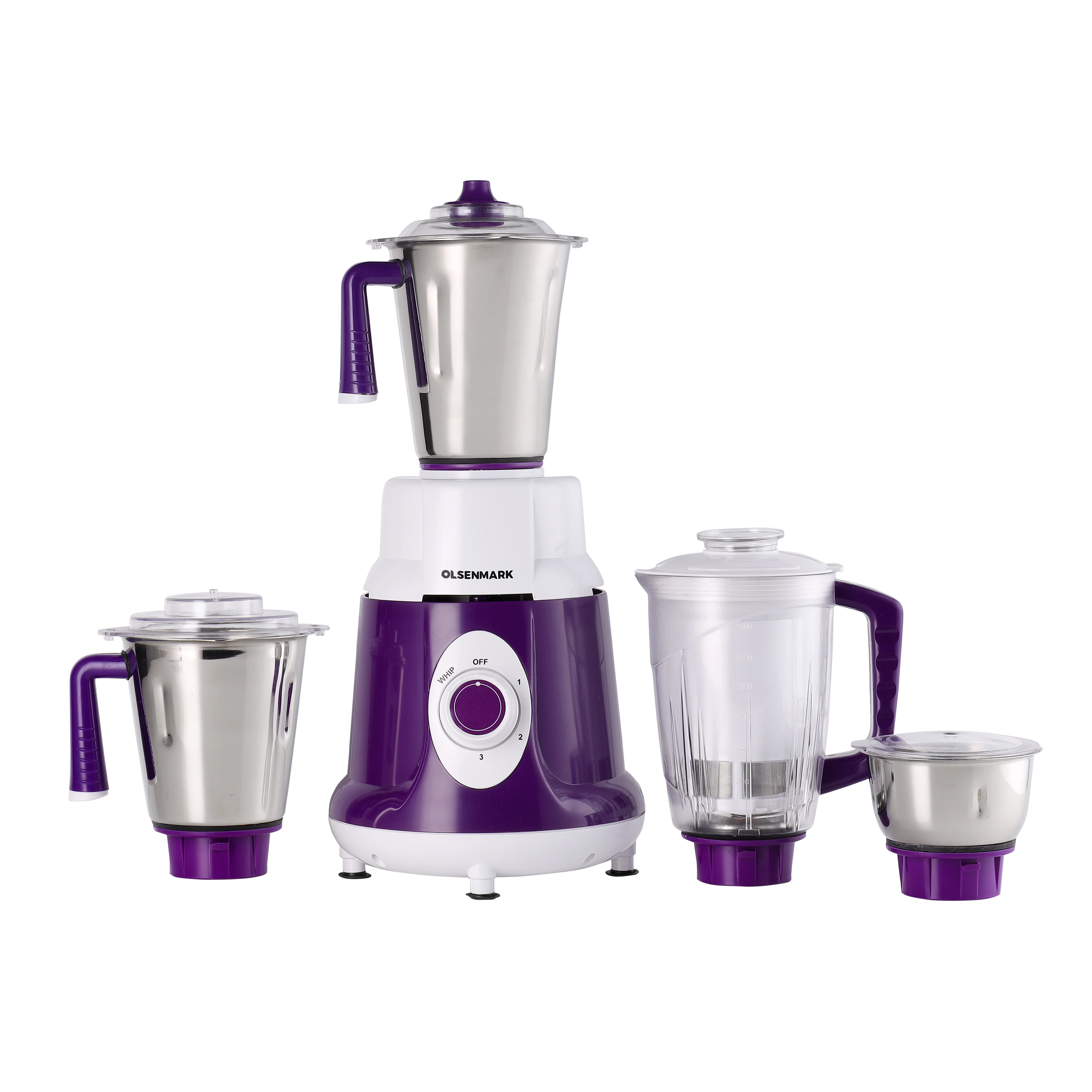 Olsenmark OMSB2384 5-in-1 Mixer Grinder 750W | Super Extractor, 3-speed control, overload protection| stainless steel jars & blades, durable body for daily use|