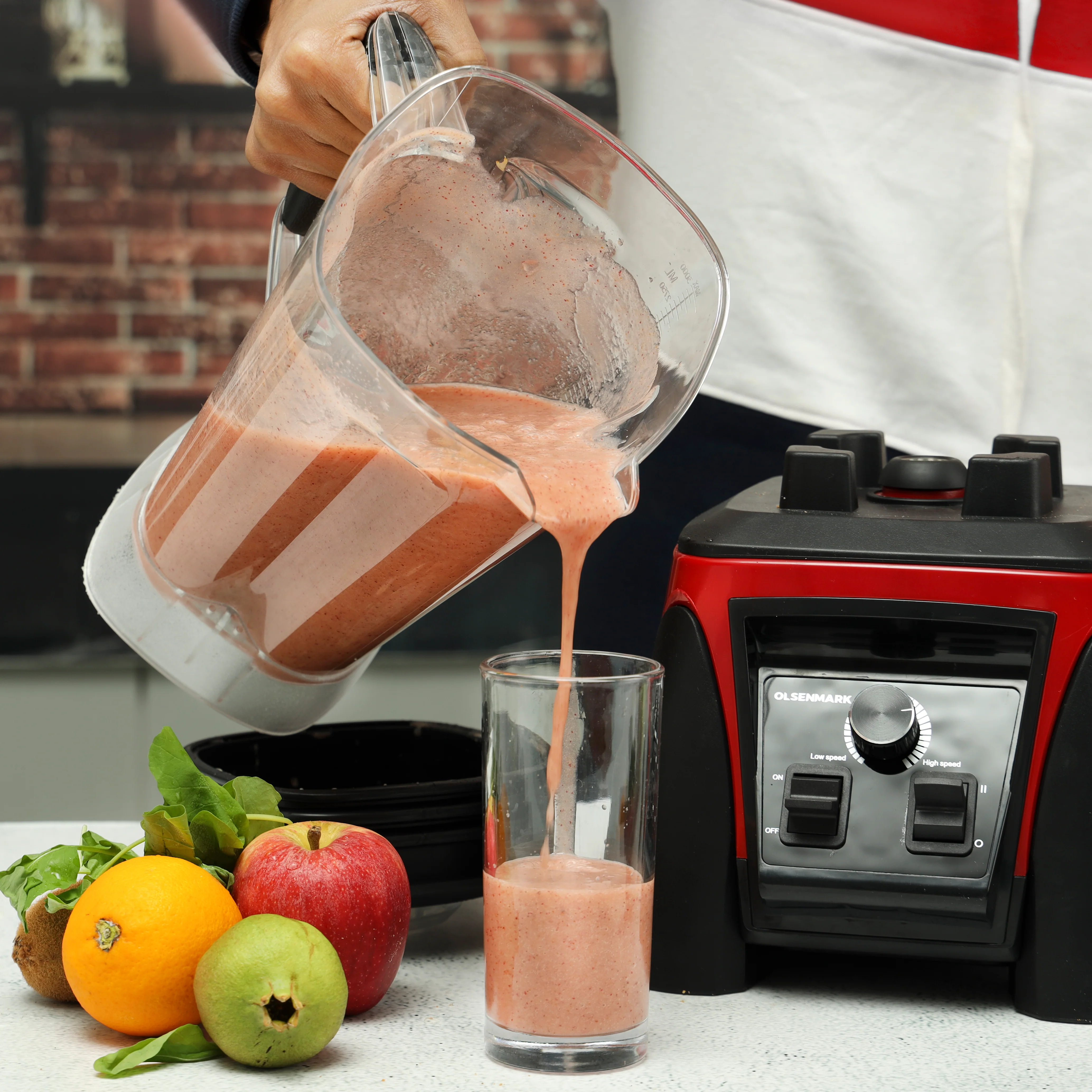 Olsenmark OMSB2494 Heavy-Duty 1800W| Professional Blender with 3L Unbreakable PC Jar| High Power Motor with 6 Blade, Multiple Speed Control and Pulse Function| - Image 3