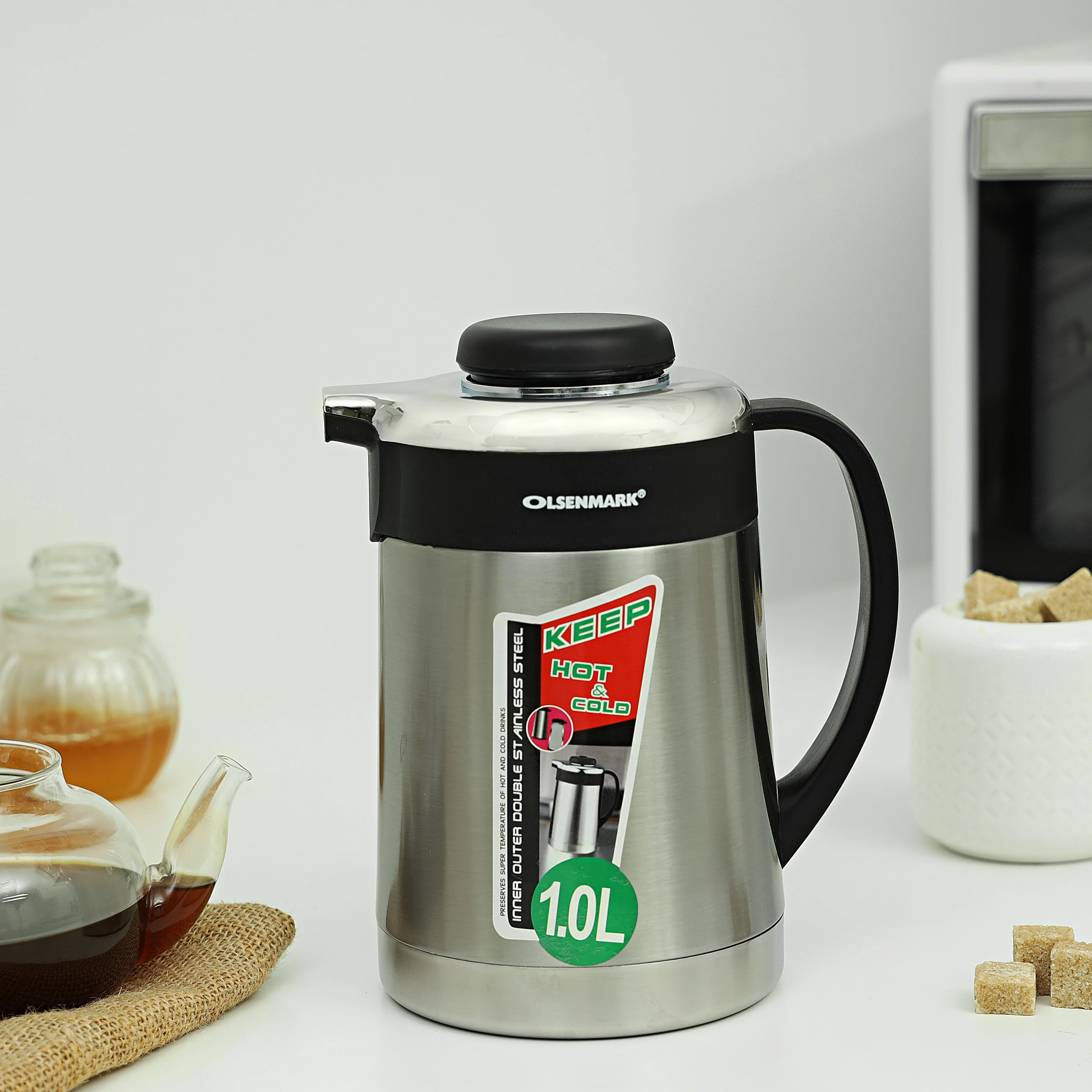 Olsenmark OMVF2014 1.0L stainless steel vacuum flask | Enjoy lasting temperature control with 304 inner pot| double-wall insulation & easy-pour lid sturdy handle| - Image 2