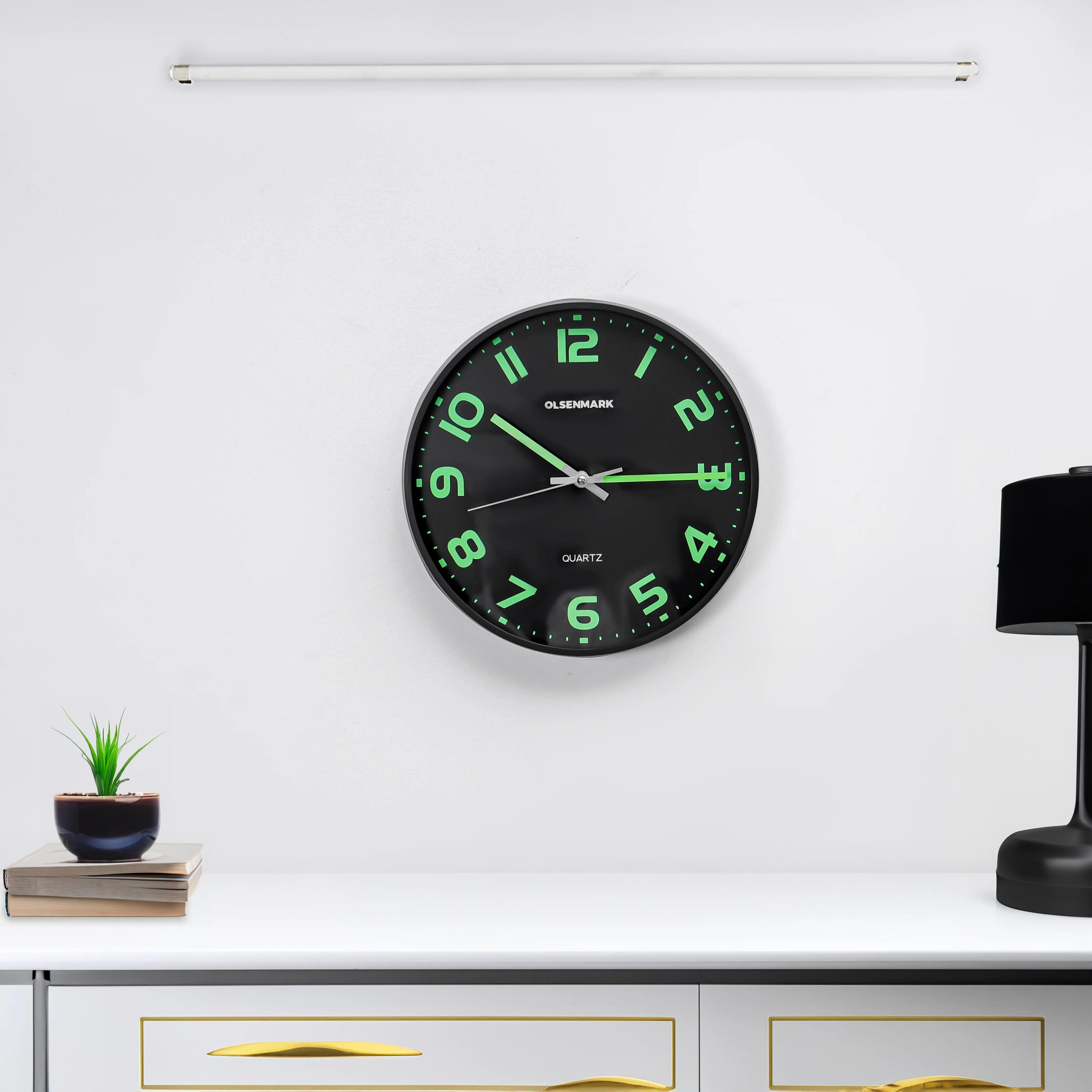 Olsenmark OMWC1776 Luminous Wall Clock | modern decorative design with glow-in-the-dark numerals & precise quartz movement| perfect for stylish home and office décor| - Image 4