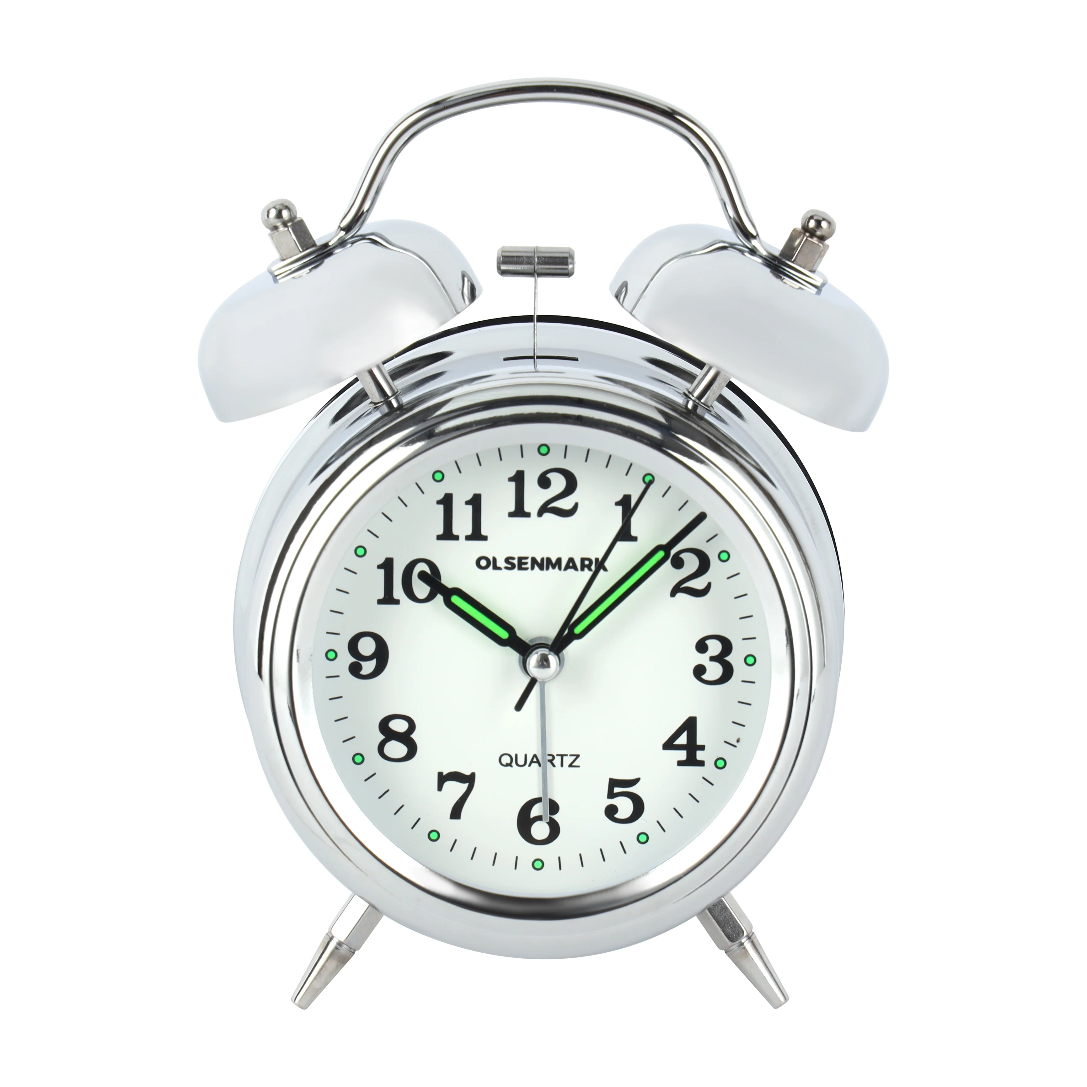 Olsenmark OMWC1882 Twin Bell Alarm Clock | classic design with loud twin bell alarm, built-in light function| accurate quartz movement for reliable daily timekeeping|