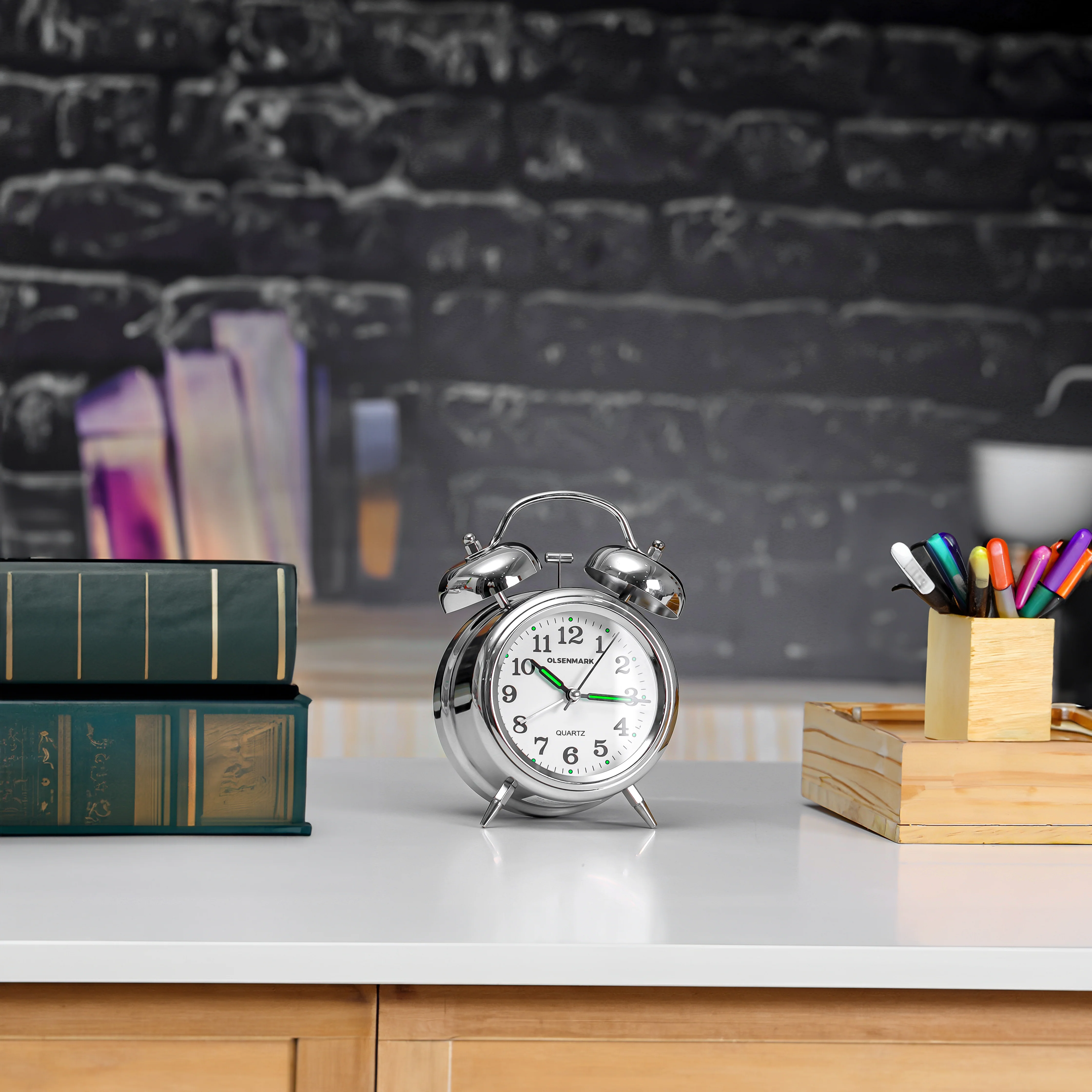 Olsenmark OMWC1882 Twin Bell Alarm Clock | classic design with loud twin bell alarm, built-in light function| accurate quartz movement for reliable daily timekeeping| - Image 3