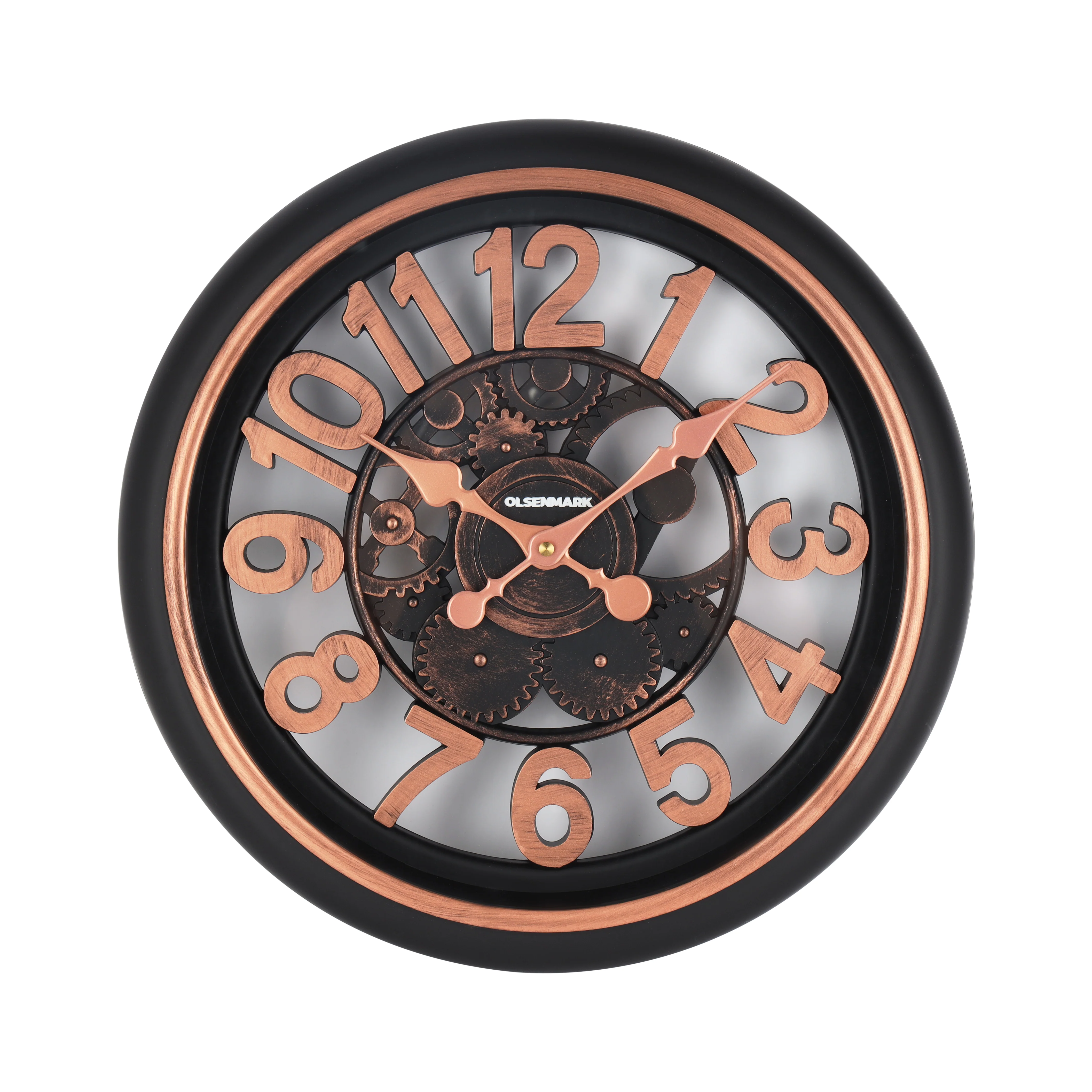 Olsenmark OMWC1923 Industrial Gear Wall Clock| Silent Quartz Designer Clock with Open Dial Gear Design| Large Numerals & Stylish Decorative Finish for Home or Office Use|