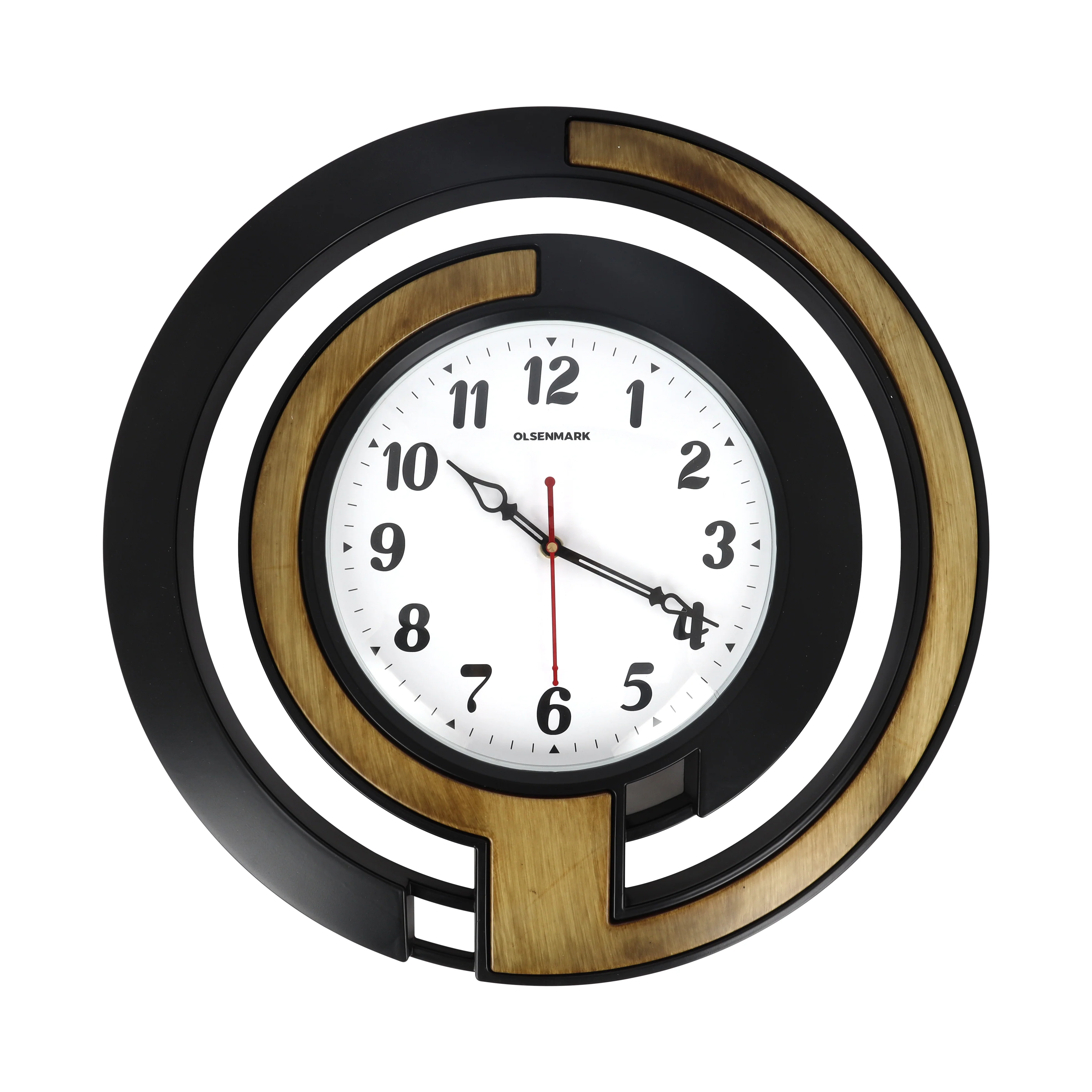 Olsenmark OMWC1928 Modern Decorative Wall Clock | Silent Quartz Designer Wall Clock with Stylish Circular Frame| Clear Analog Display for Home and Office Décor|