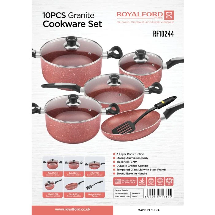 Royalford 10Pcs Non Stick Cookware Set - Image 7