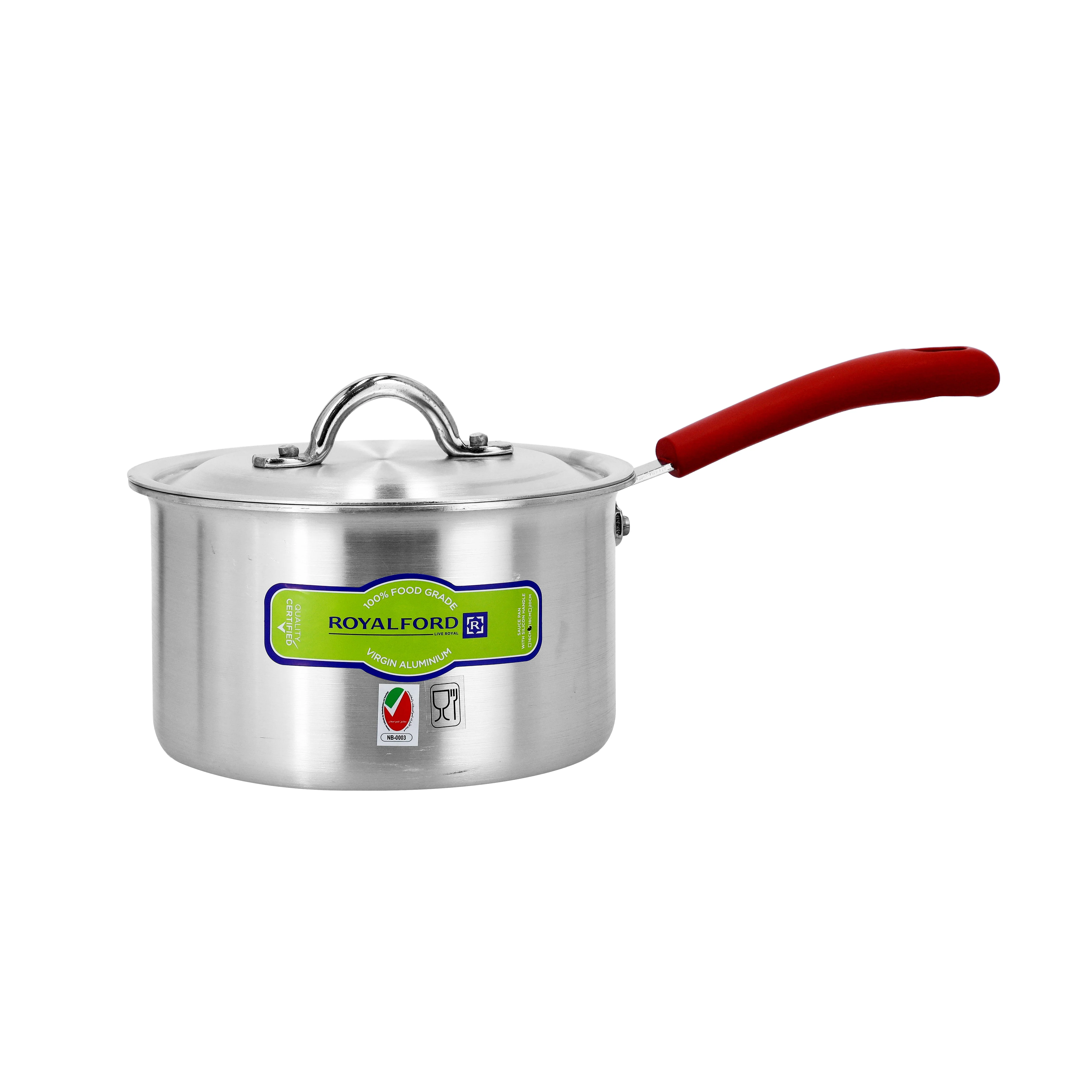 Royalford 20Cm Aluminium Milk Pan with Lid - Aluminium Saucepan Pouring Spout with Bakelite Handle, Easy to Store| Ideal as Coffee Pot, Tea Pot, Milk Pot & a Small Saucepan