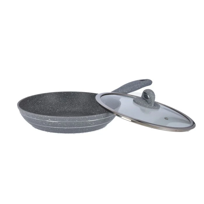 Royalford 26cm Smart Fry Pan with Lid - 5 Layer Granite Non-Stick Coating Pan | Multiple Hob Compatibility | Heat-Resistant Handle with Hanging Loop | Ideal Frying, Cooking, Sauteing & More - Image 2