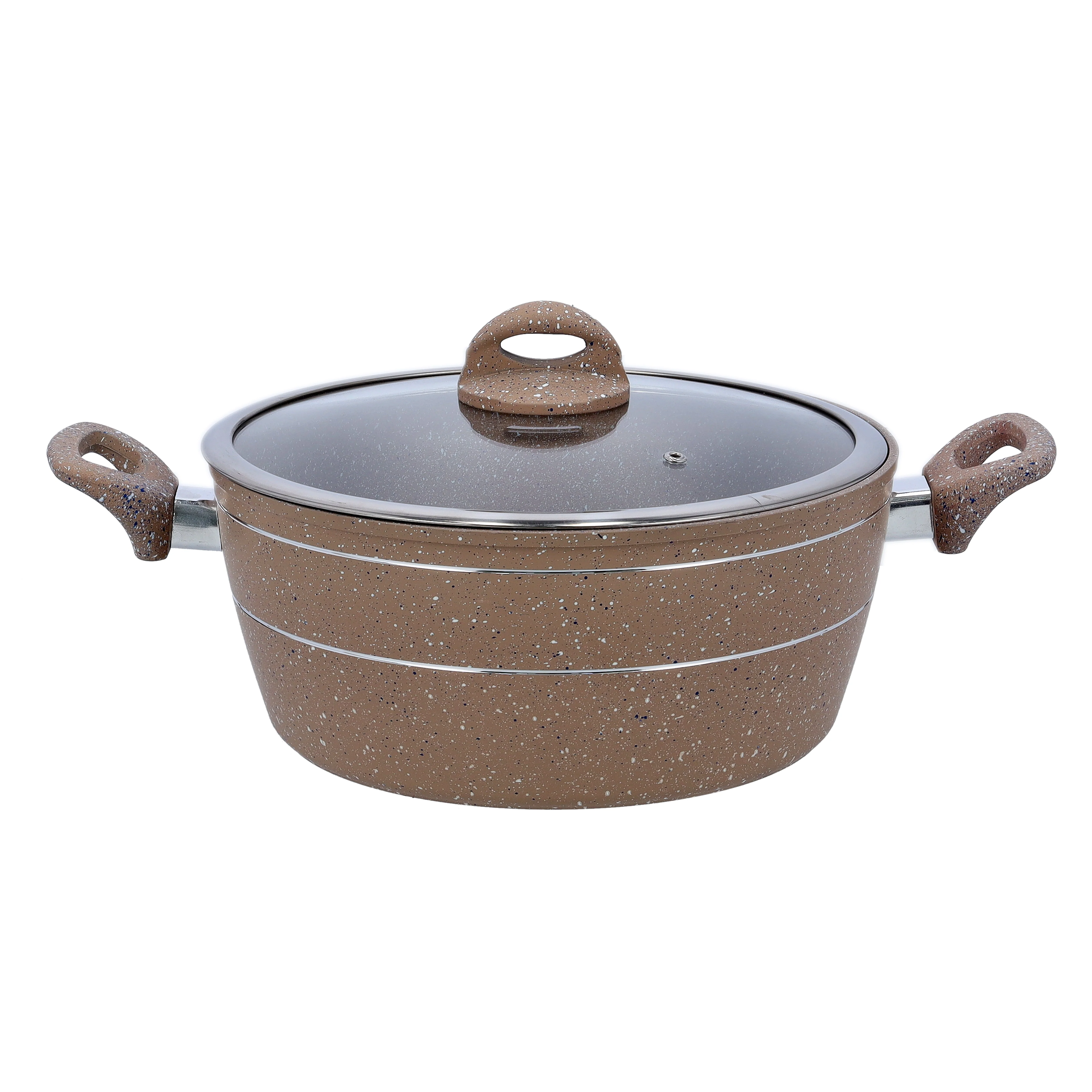 Royalford 32cm Smart Casserole with Glass Lid - Comfortable Handle, Durable, High-Quality Aluminium Construction | Non-Stick Granite Coating | Ideal for Gas, Hot Plate, Induction & Ceramic Hobs