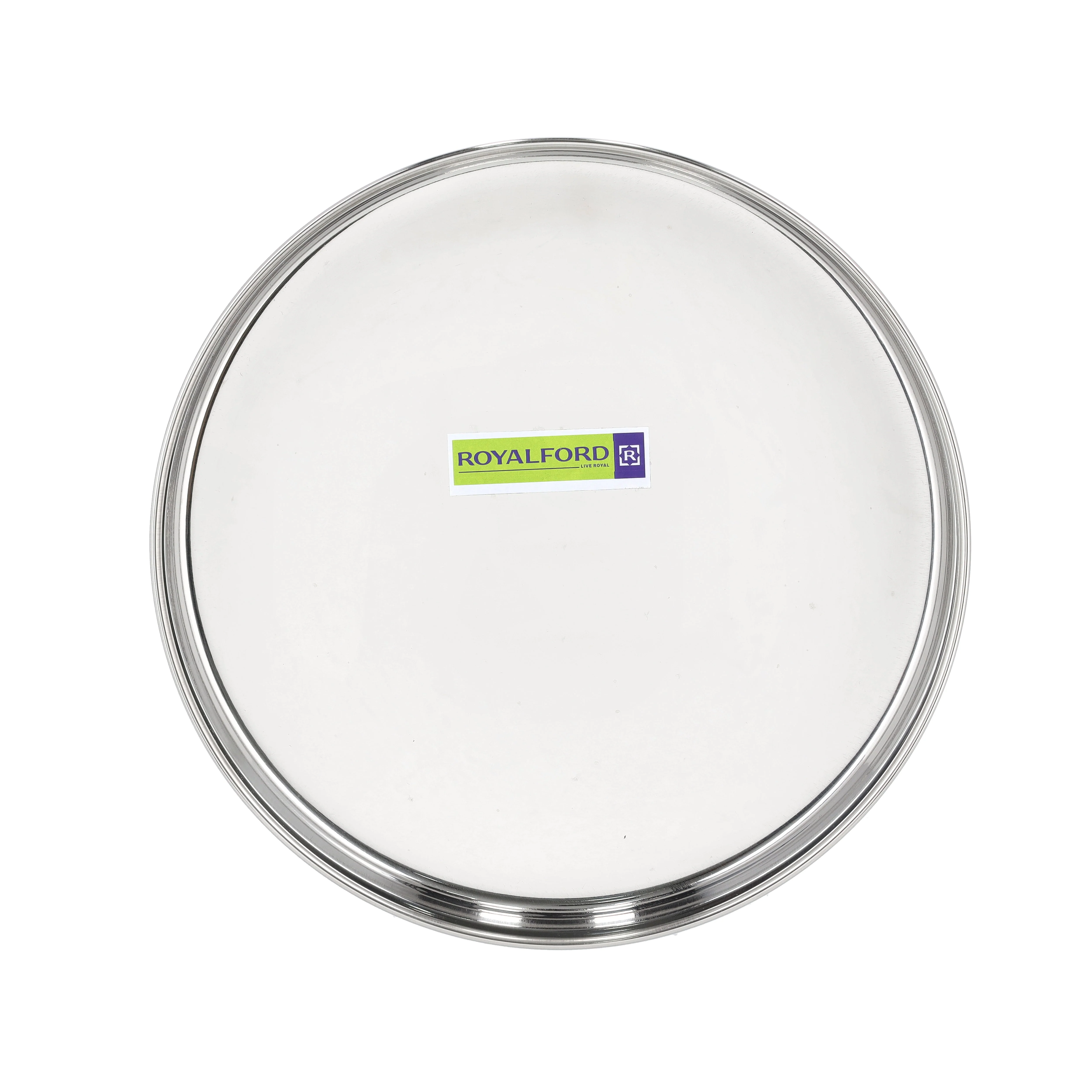 Royalford RF10159 Khumcha Plate | 26cm Stainless Steel Serving Plate| Heavy Duty Dinner Plate | Polished Finish| Rust Resistant Food Grade Steel for Home & Catering Use - Image 2