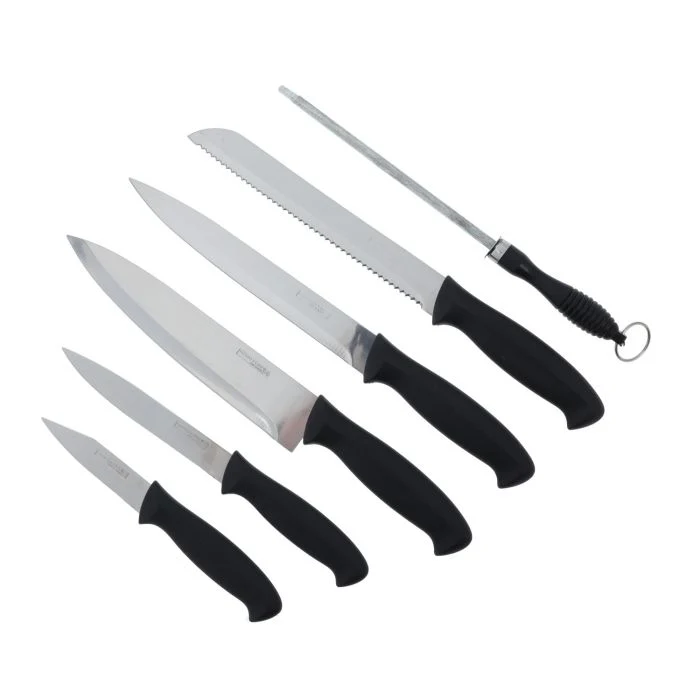 Royalford RF10229 8-Piece Kitchen Knives Set | Wooden Block | Scissors and Sharpener| Extra-Sharp Stainless Steel Blades | Premium PP Handles for Home Use Kitchen - Image 5