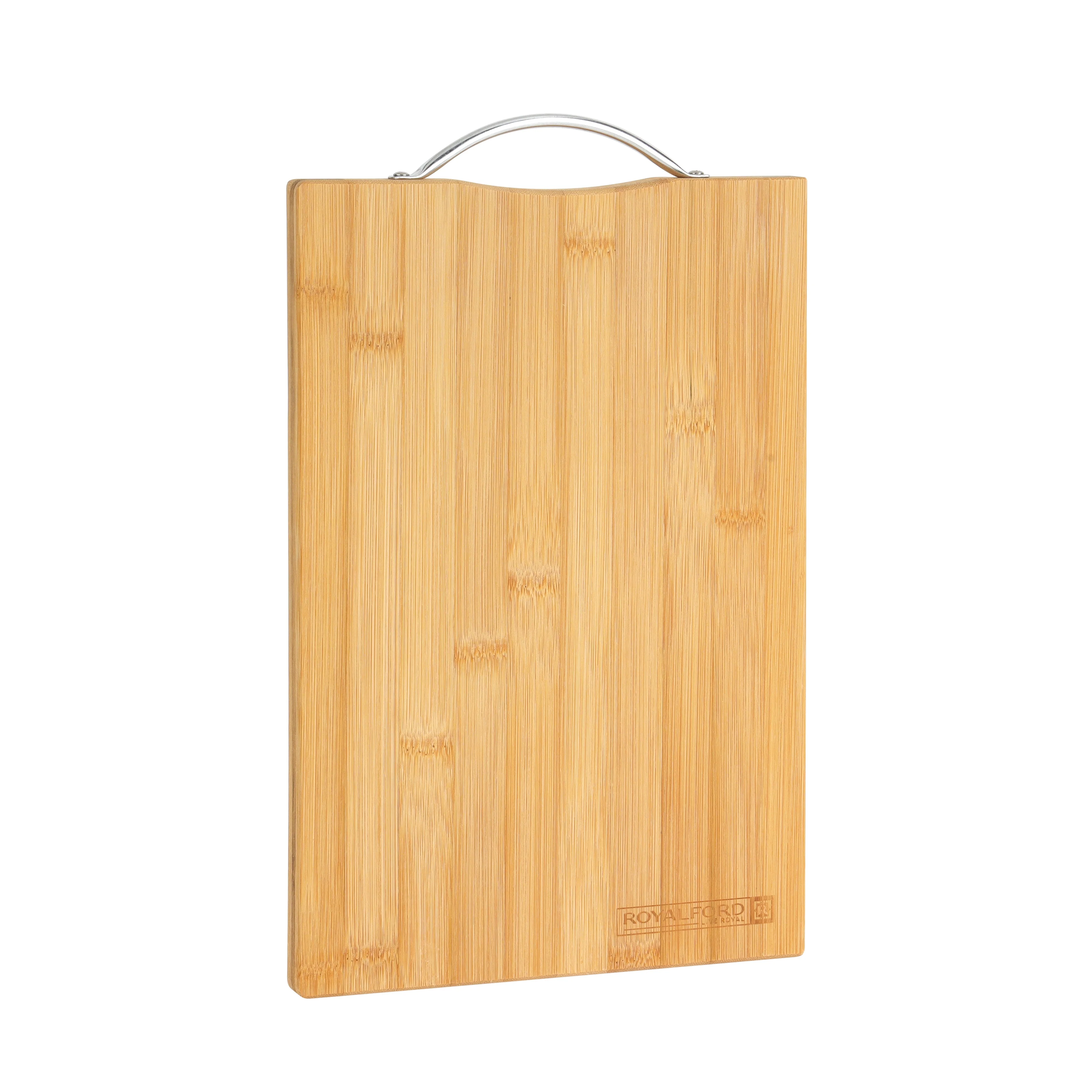 Royalford RF10238 Organic Bamboo Cutting Board with Metal Handle | Durable Wooden Chopping Board | Eco Friendly Thick Cutting Board for Vegetables, Meat & Bread - Image 3