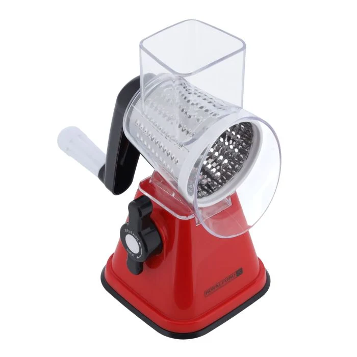 Royalford  RF10312 Rotary Grater | 3-in-1 Stainless Steel Blades – Fine, Coarse & Slicing | Powerful Suction Base | Detachable Container |  Easy & Safe Food Prep - Image 4