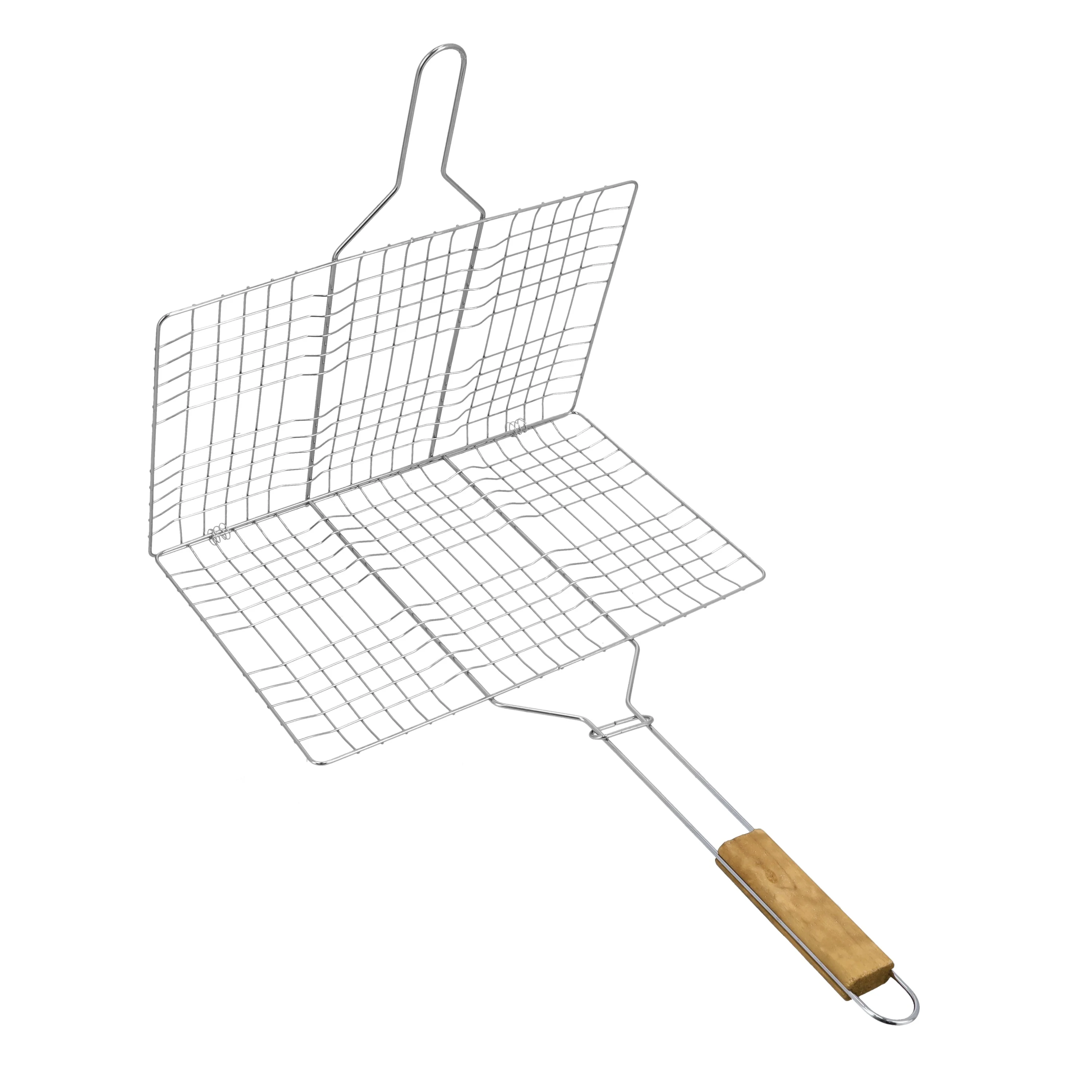 Royalford RF10371 BBQ Grill | Chromium Plated Iron Grill Net with Wooden Handle | Portable Barbecue Rack for Fish, Meat &  Vegetables | Outdoor Camping BBQ Cooking Tool - Image 2