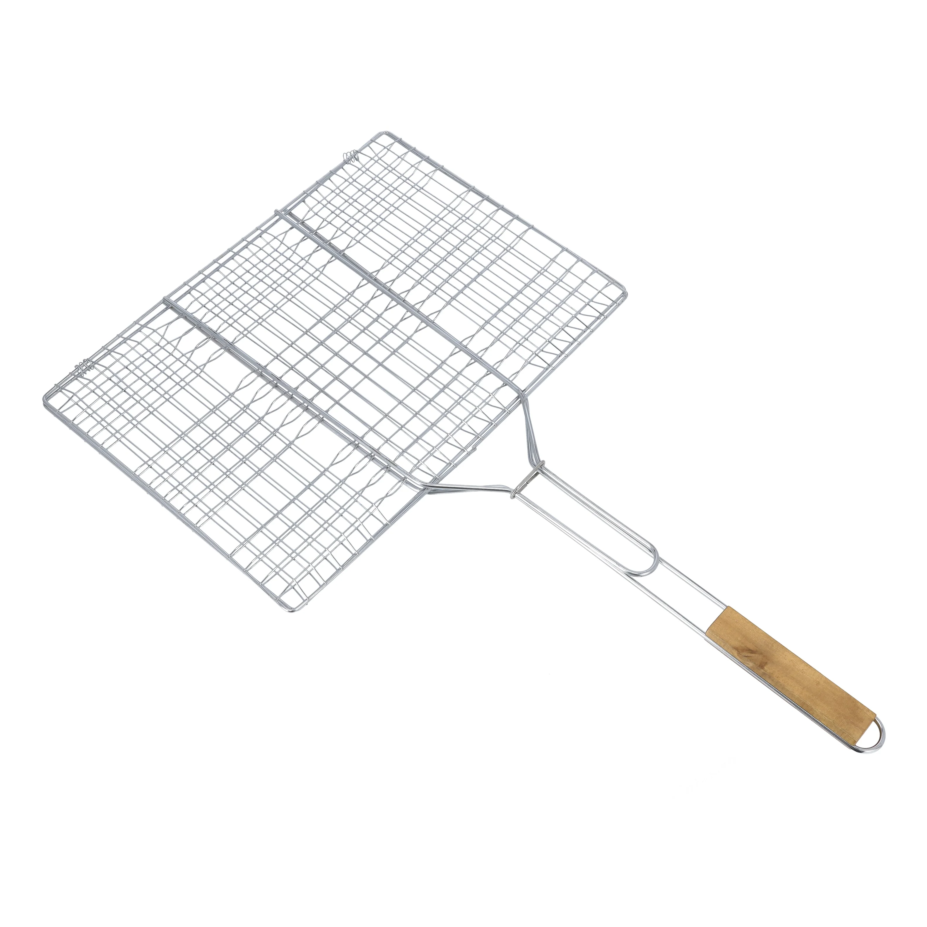 Royalford RF10373 Chrome Plated Iron BBQ Grill with Wooden Handle | Heavy Duty Barbecue Grilling Basket for Chicken, Fish, Meat, Vegetables & Outdoor Camping Use - Image 3