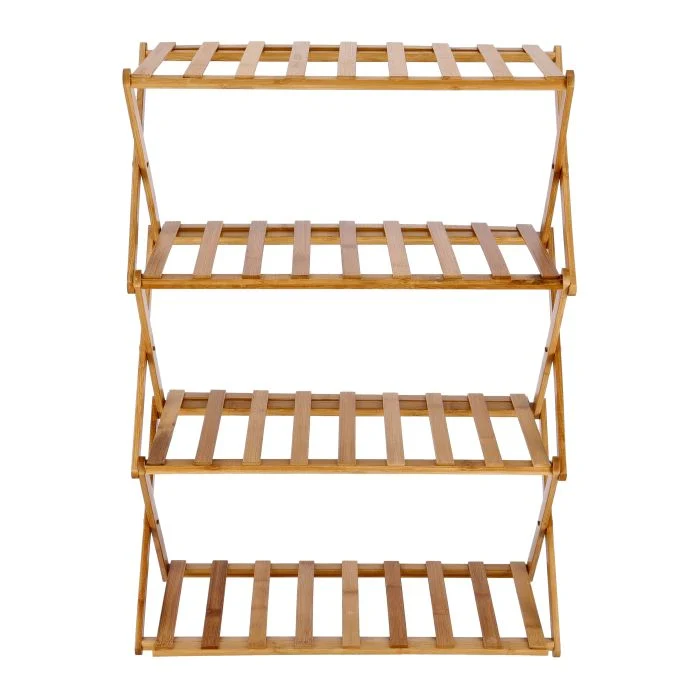 Royalford RF10412 4-Layer Bamboo Shoe Rack | Eco-Friendly Natural Bamboo Stand | Collapsible Space-Saving Design| Lightweight| Stylish & Durable Home Storage Organizer - Image 3