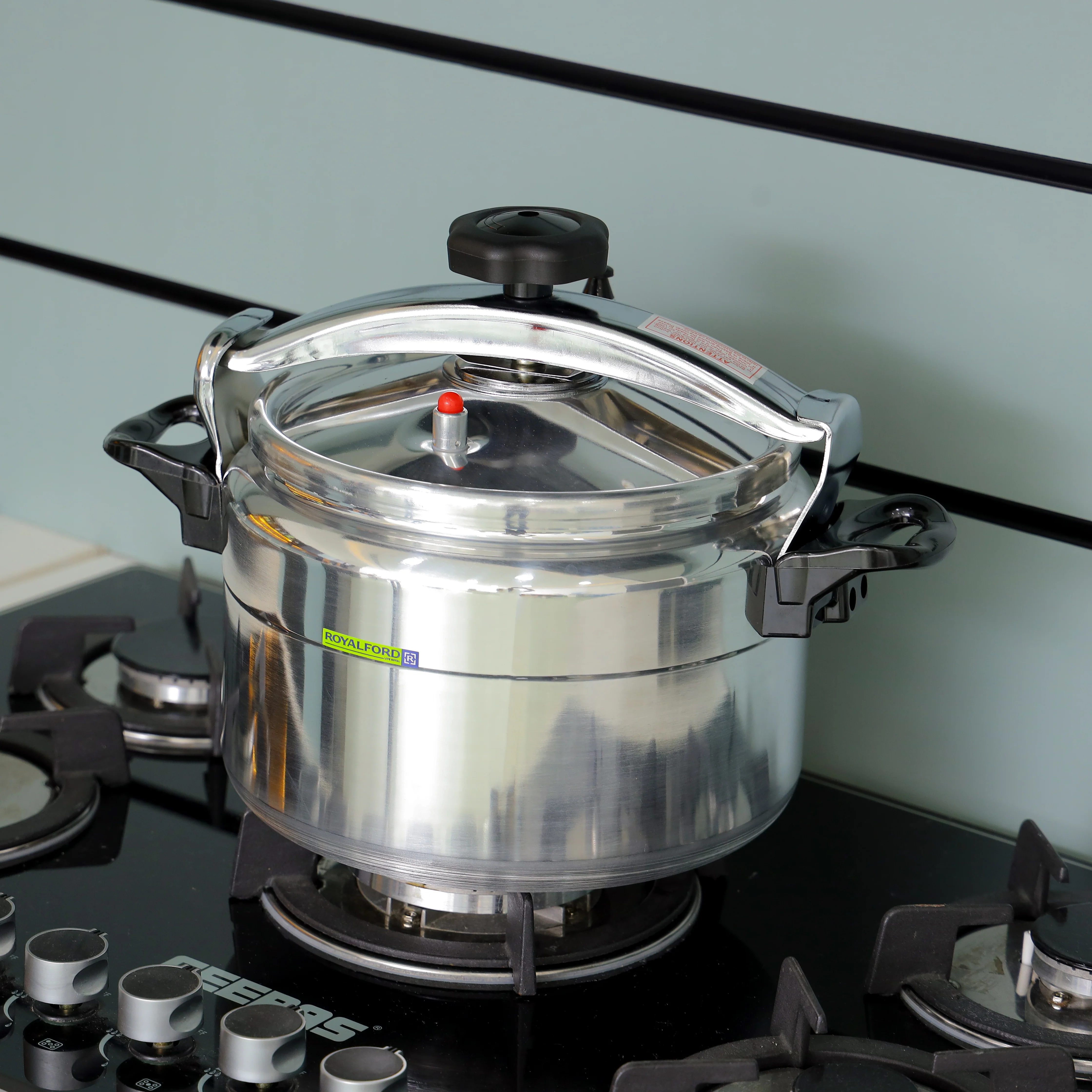 Royalford RF11174 7 Litre Aluminum Pressure Cooker| High Thickness Aluminum Alloy Body & Three-Ply Base| Multi-Safety Device, Safe Silicone Ring for Fast Cooking| - Image 4
