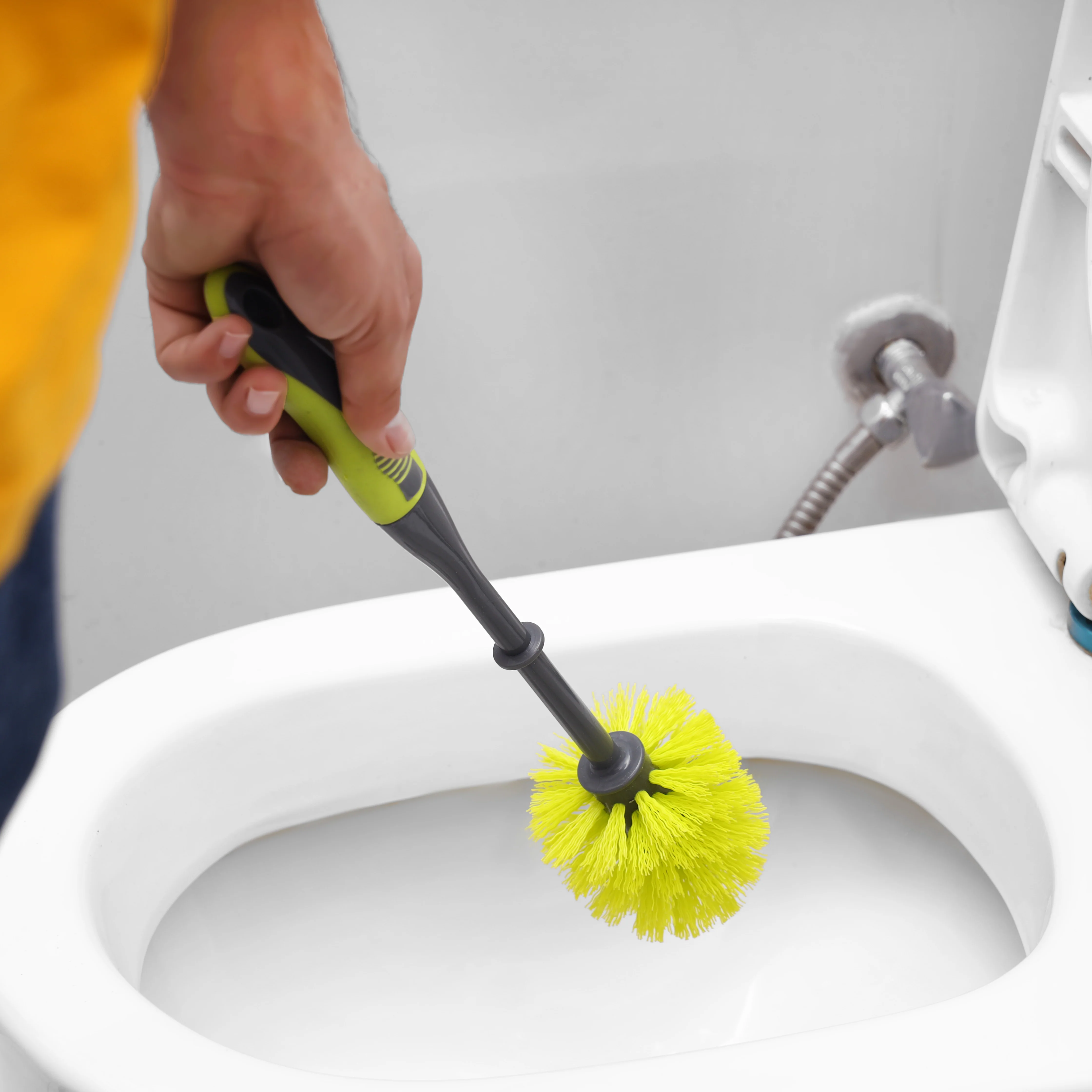 Royalford RF11189GR Toilet Brush with Holder| Durable Bathroom Cleaning, Ergonomic Handle & Flexible Bristles| Scratch-Free Cleaning for Indian & Western Toilets| - Image 3